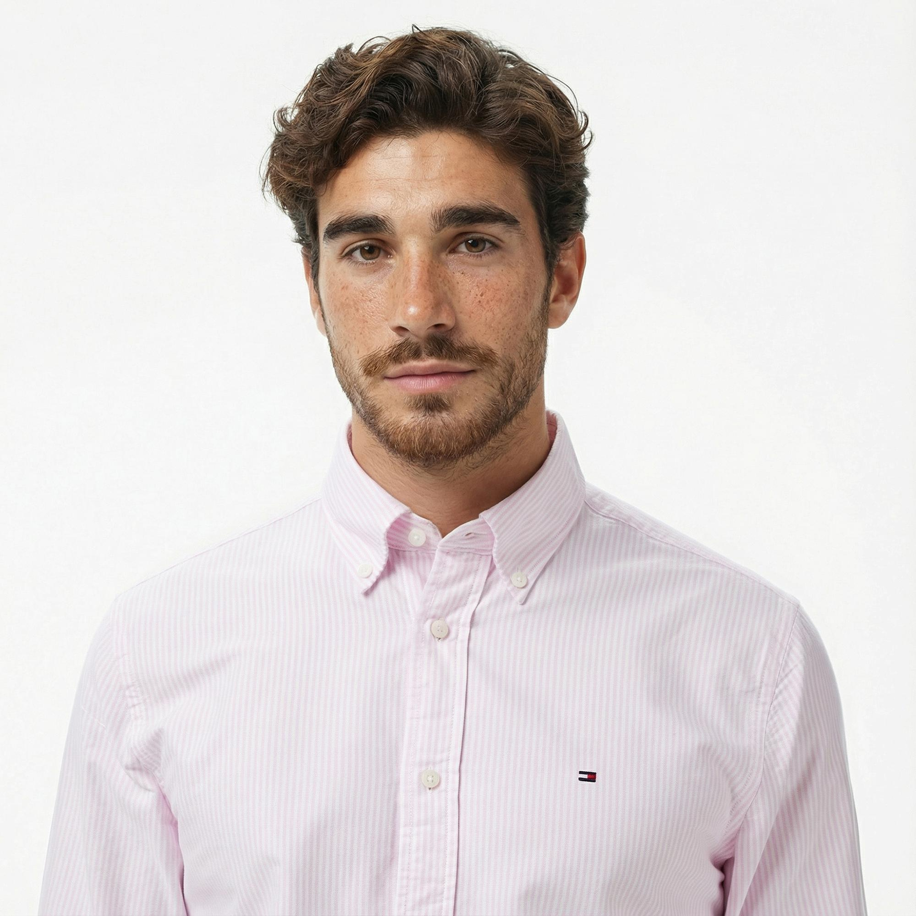 Tommy Hilfiger Heritage Oxford Stripe Erkek Pembe Gömlek