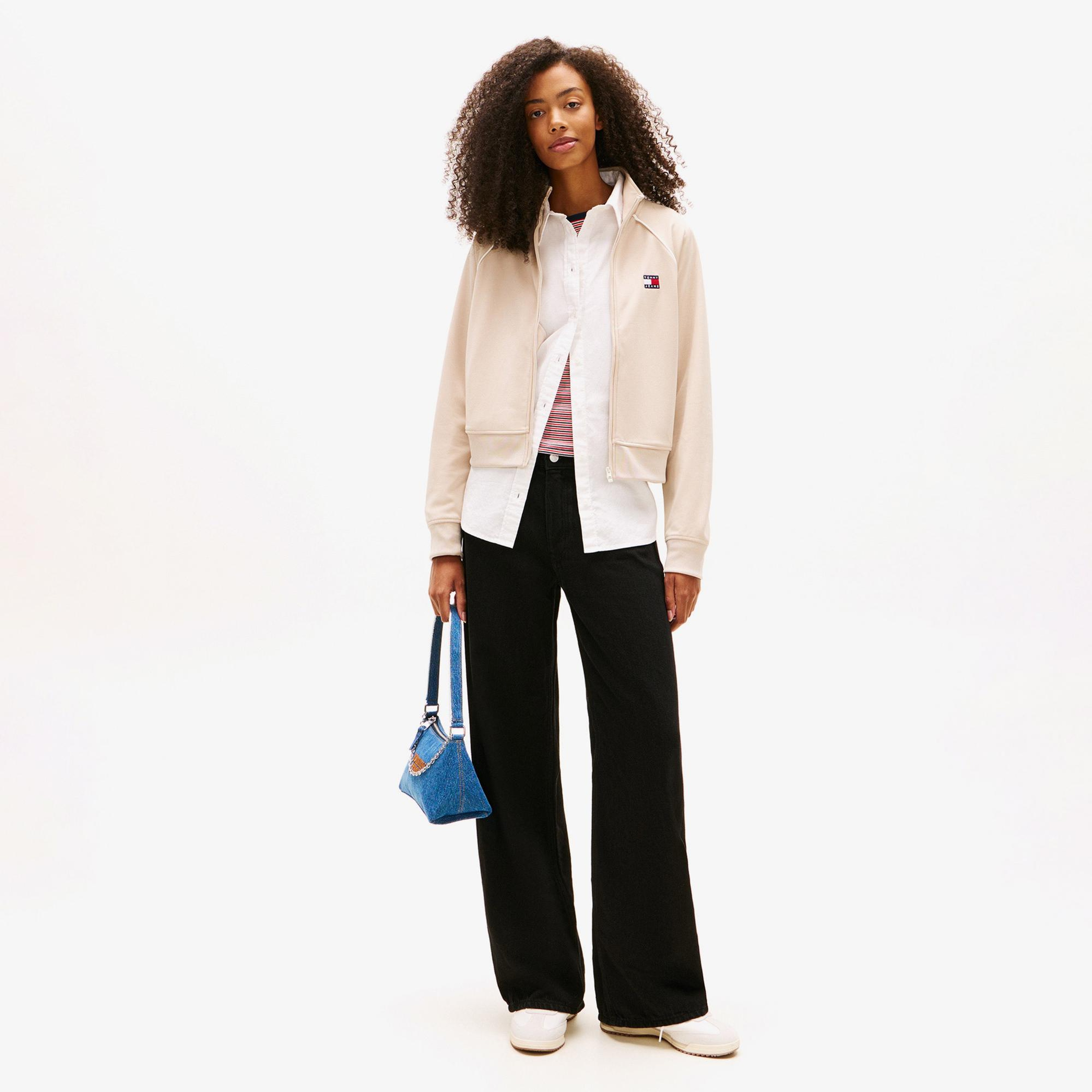 Tommy Hilfiger Badge Kadın Bej Eşofman Üstü