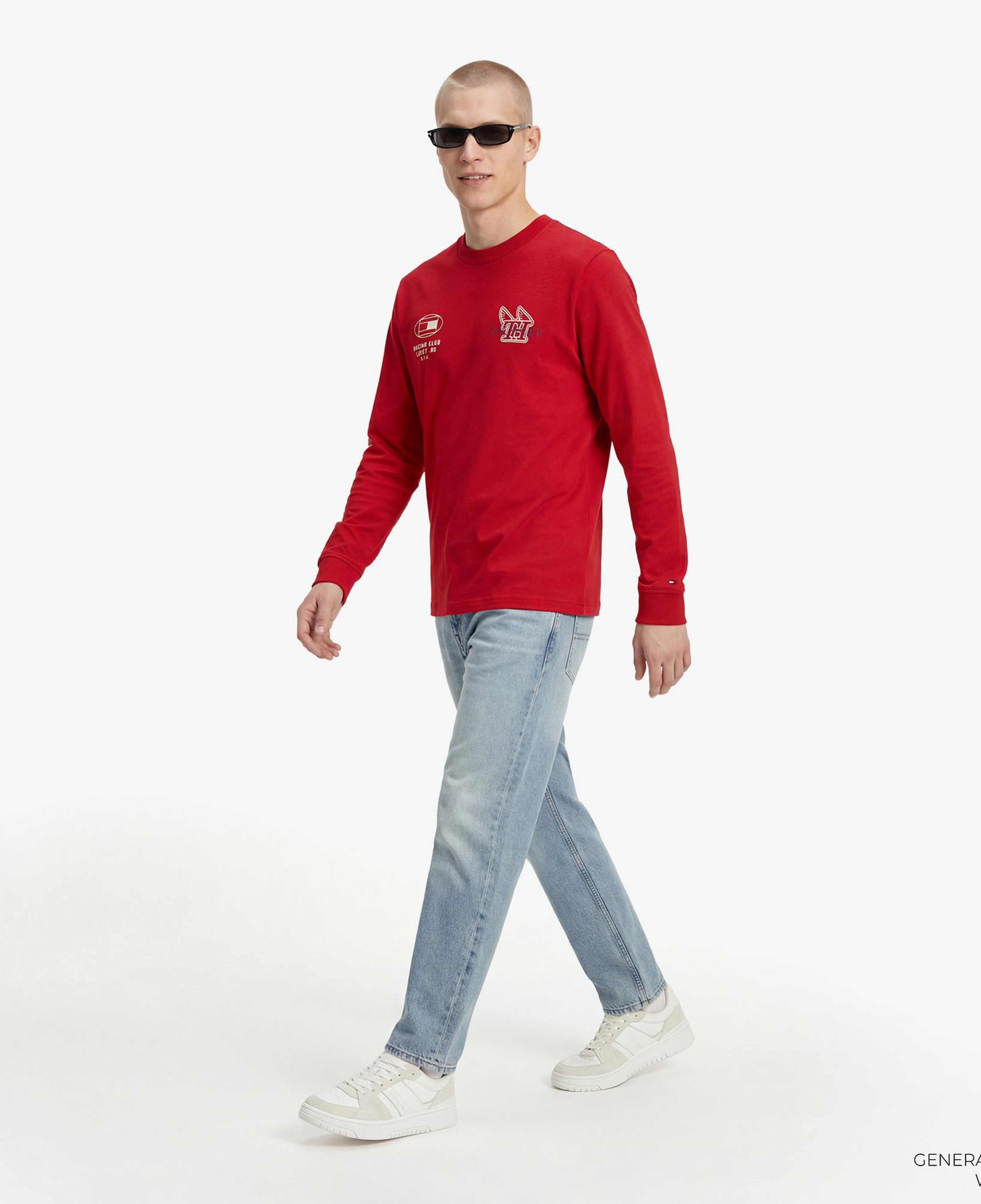 Tommy Hilfiger Moto Pack Erkek Kırmızı Uzun Kollu T-Shirt