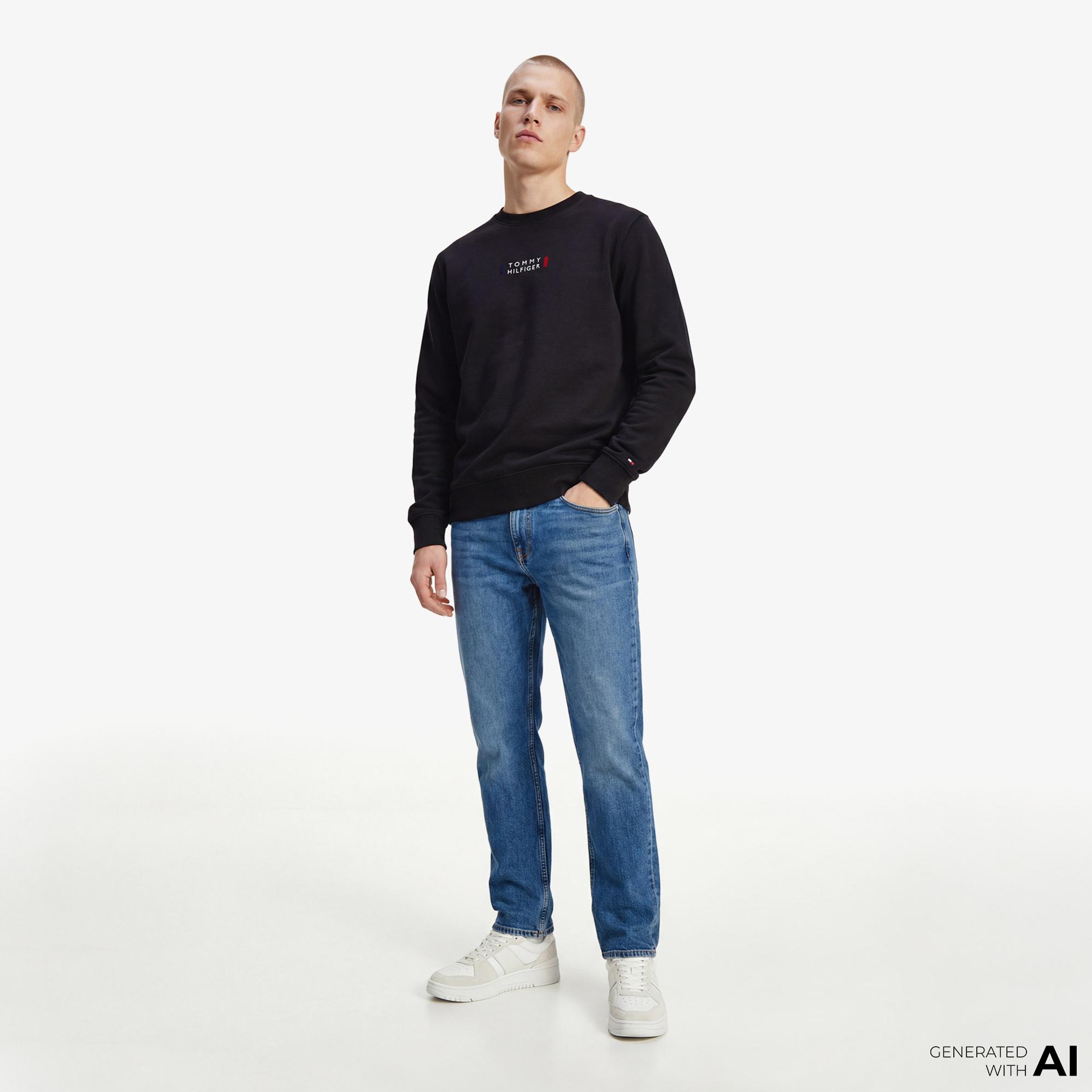 Tommy Hilfiger Brand Love Graphic Erkek Siyah Sweatshirt