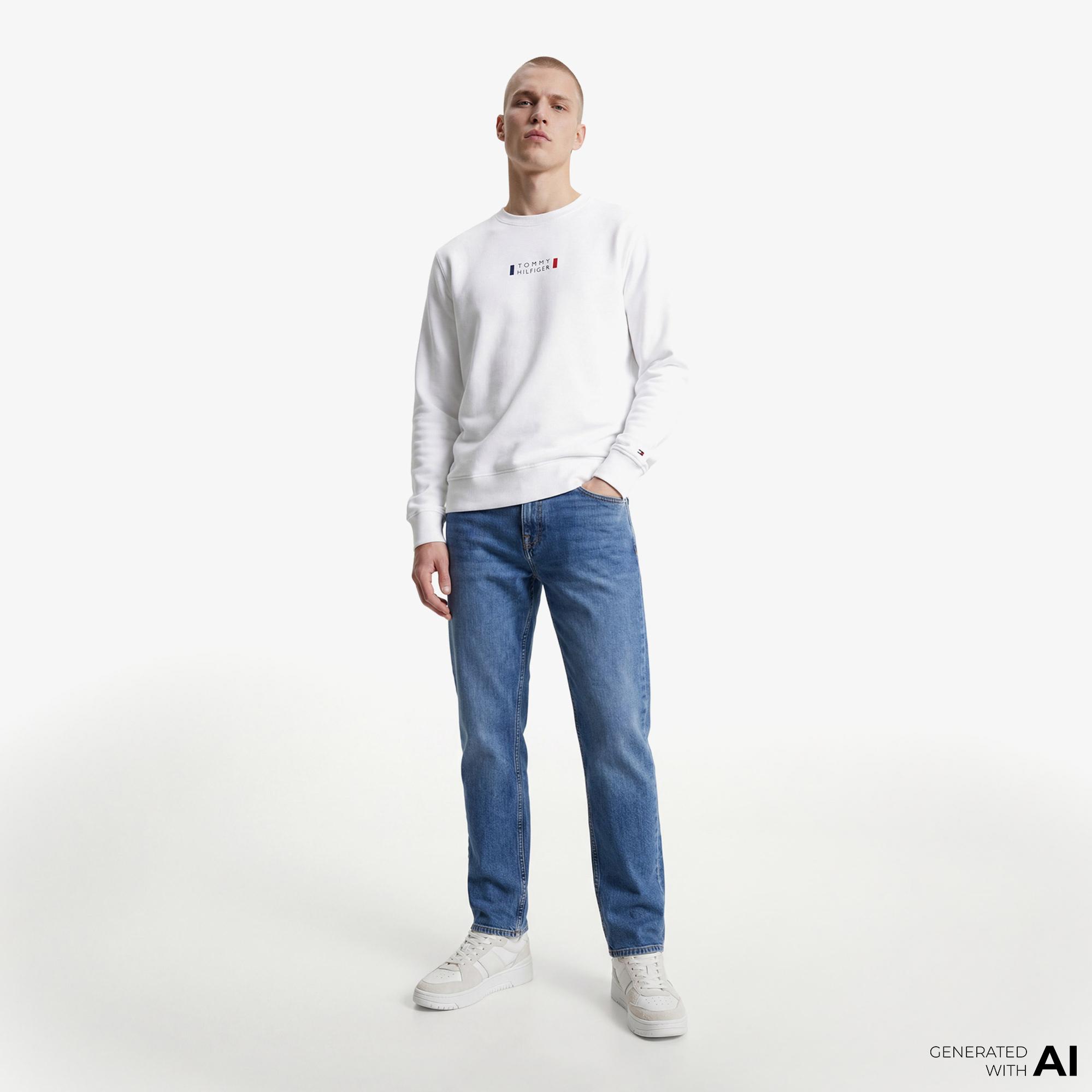 Tommy Hilfiger Brand Love Graphic Erkek Beyaz Sweatshirt