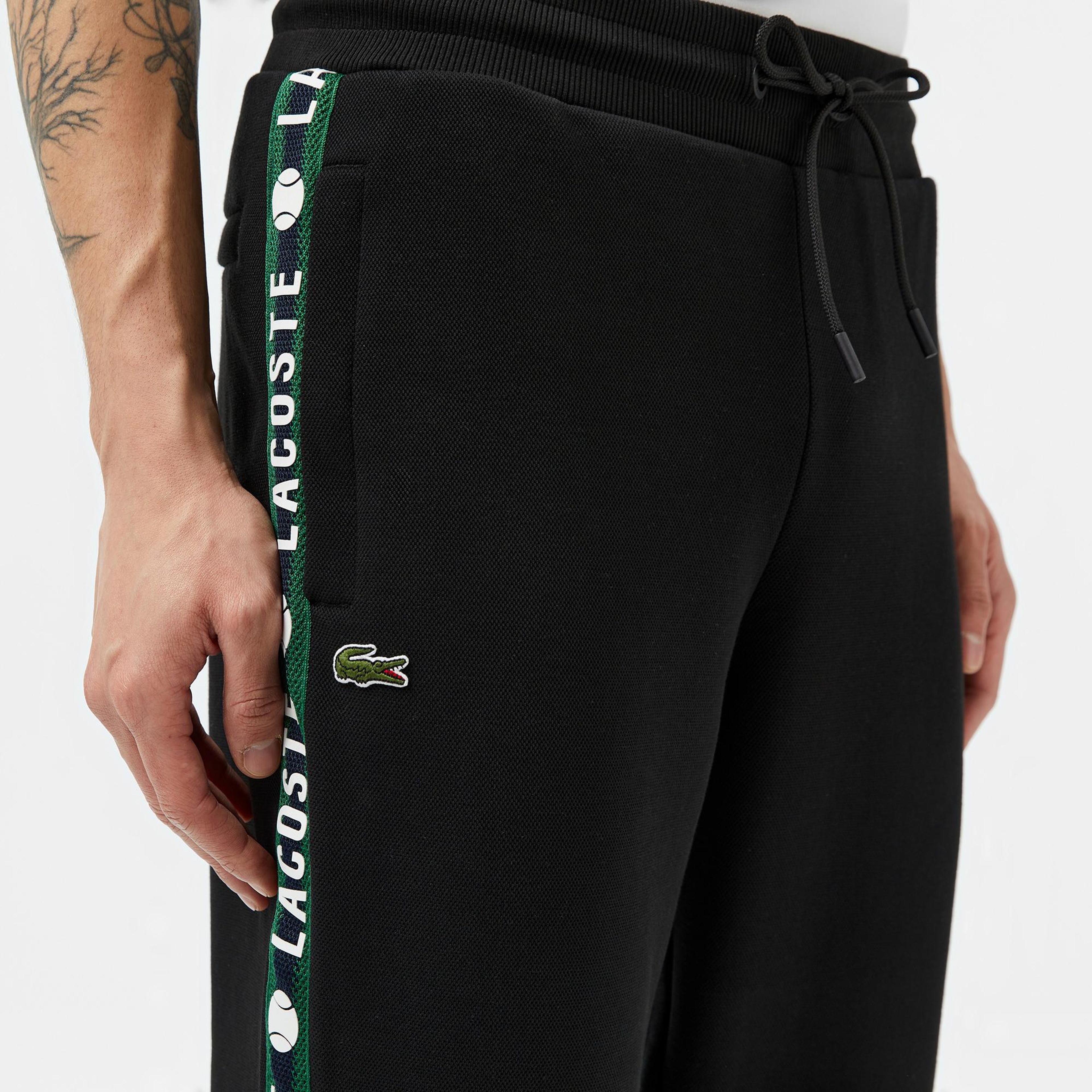 Lacoste Erkek Regular Fit Baskılı Siyah Eşofman Altı