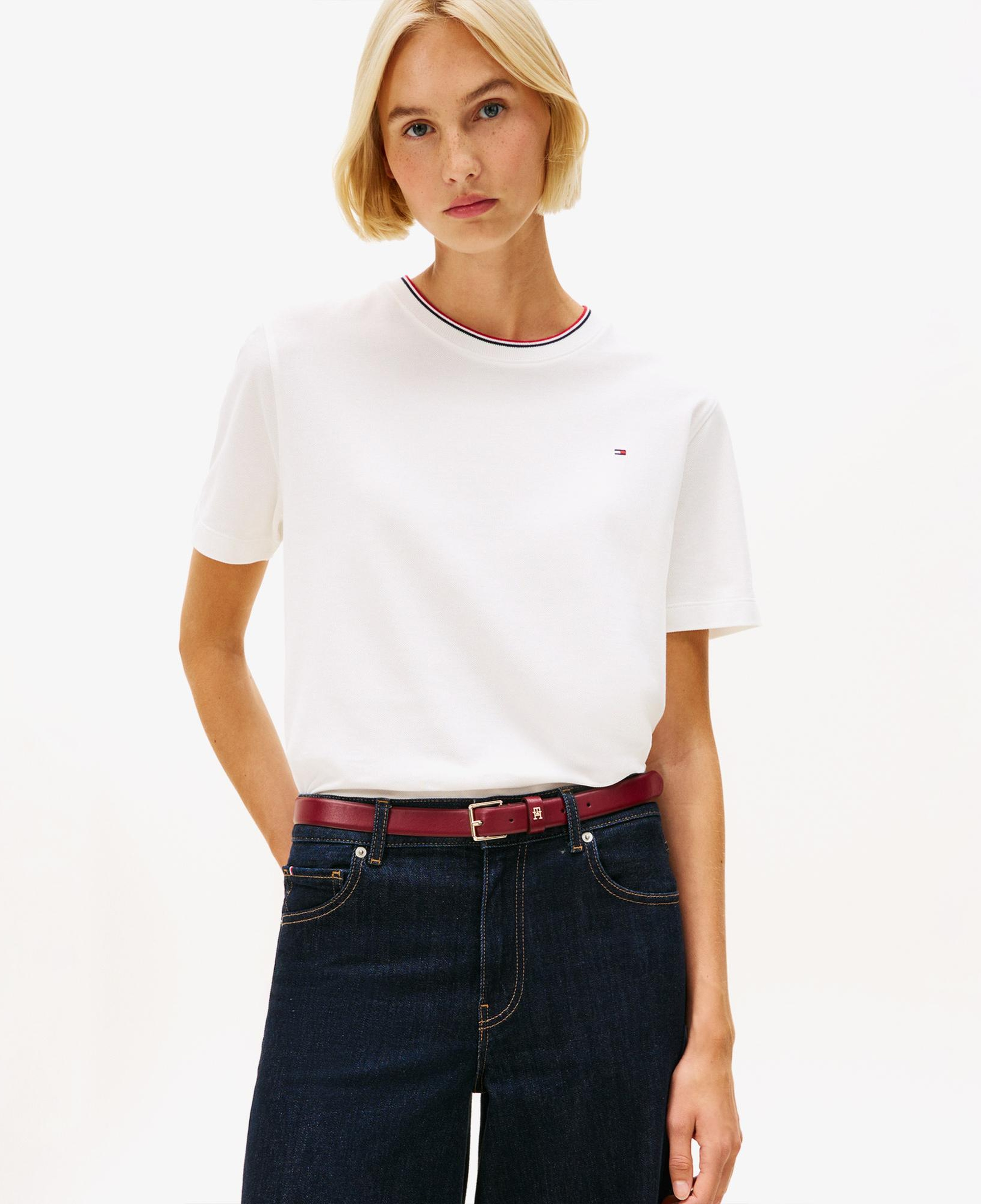 Tommy Hilfiger Pique Kadın Beyaz T-Shirt