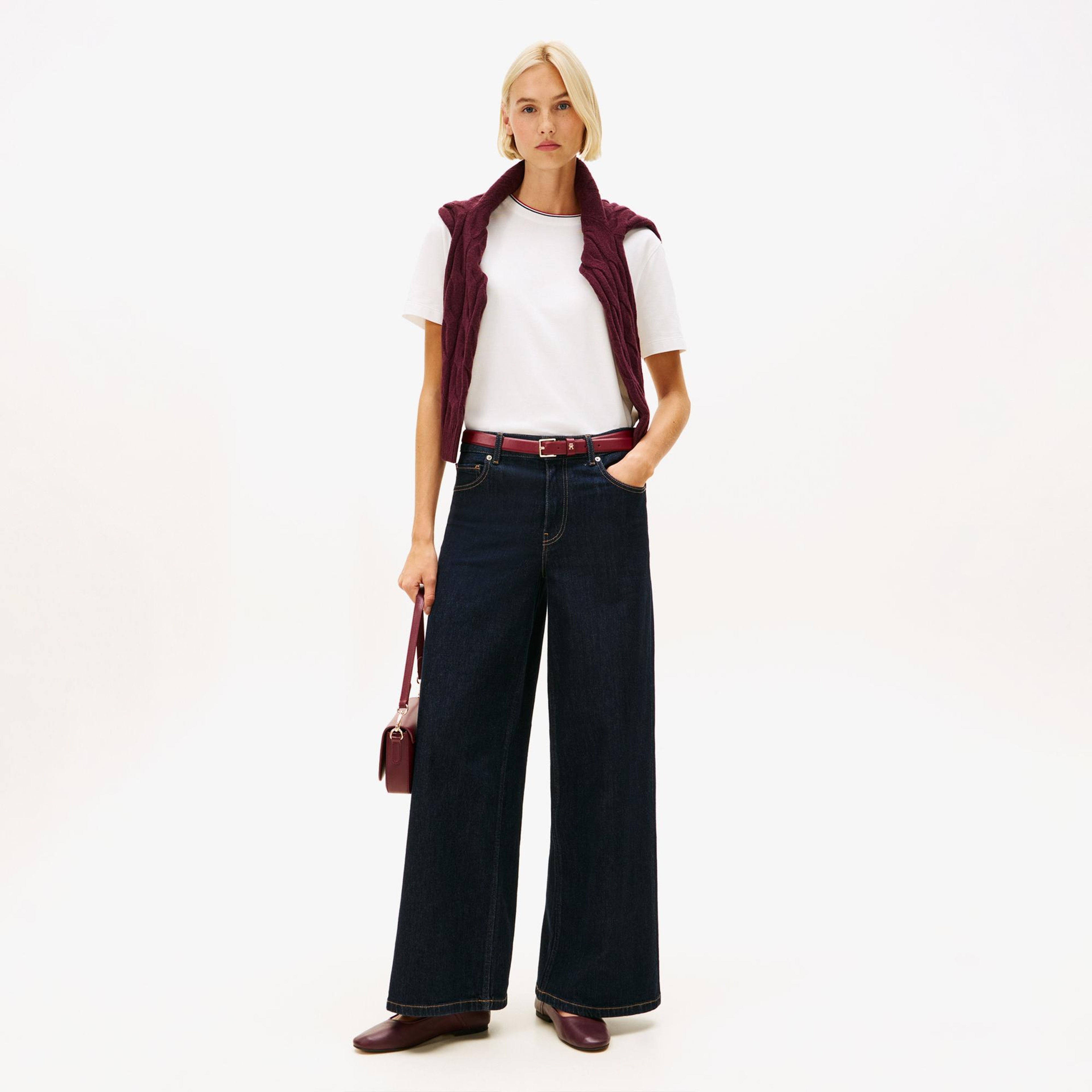 Tommy Hilfiger Pique Kadın Beyaz T-Shirt