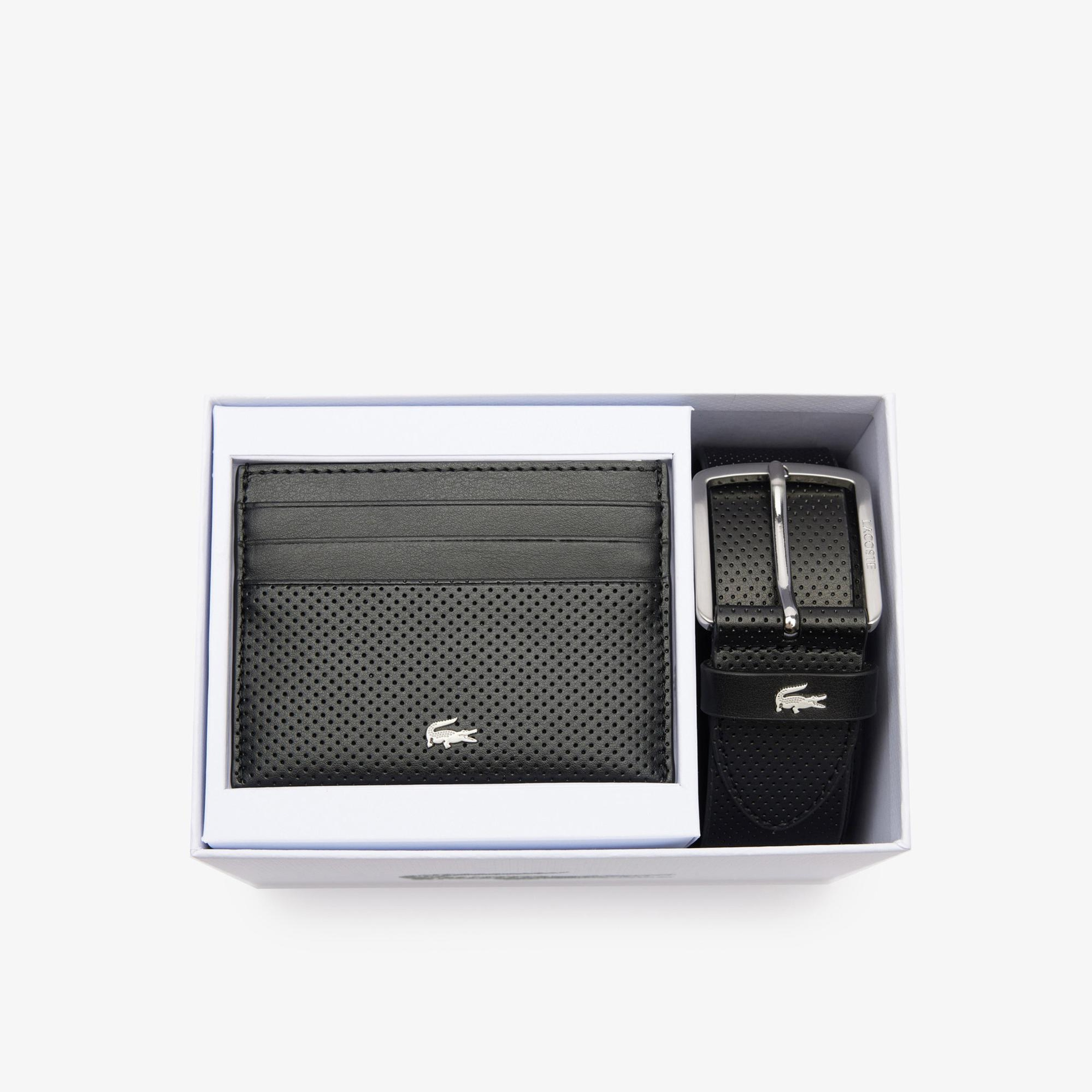 Lacoste Elegance Erkek Deri 2'li Siyah Hediye Seti