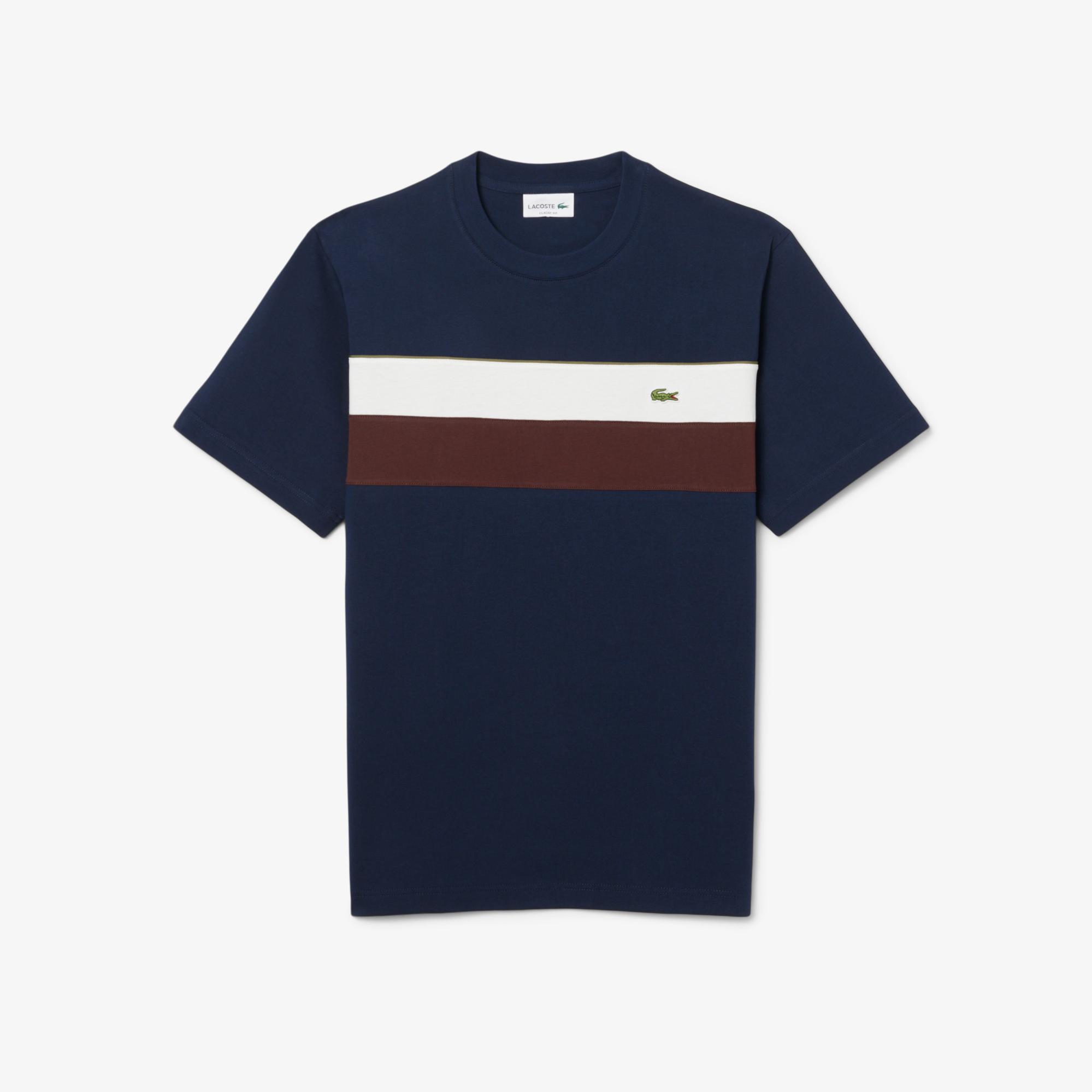 Lacoste Erkek Classic Fit Bisiklet Yaka Renk Bloklu Lacivert T-Shirt