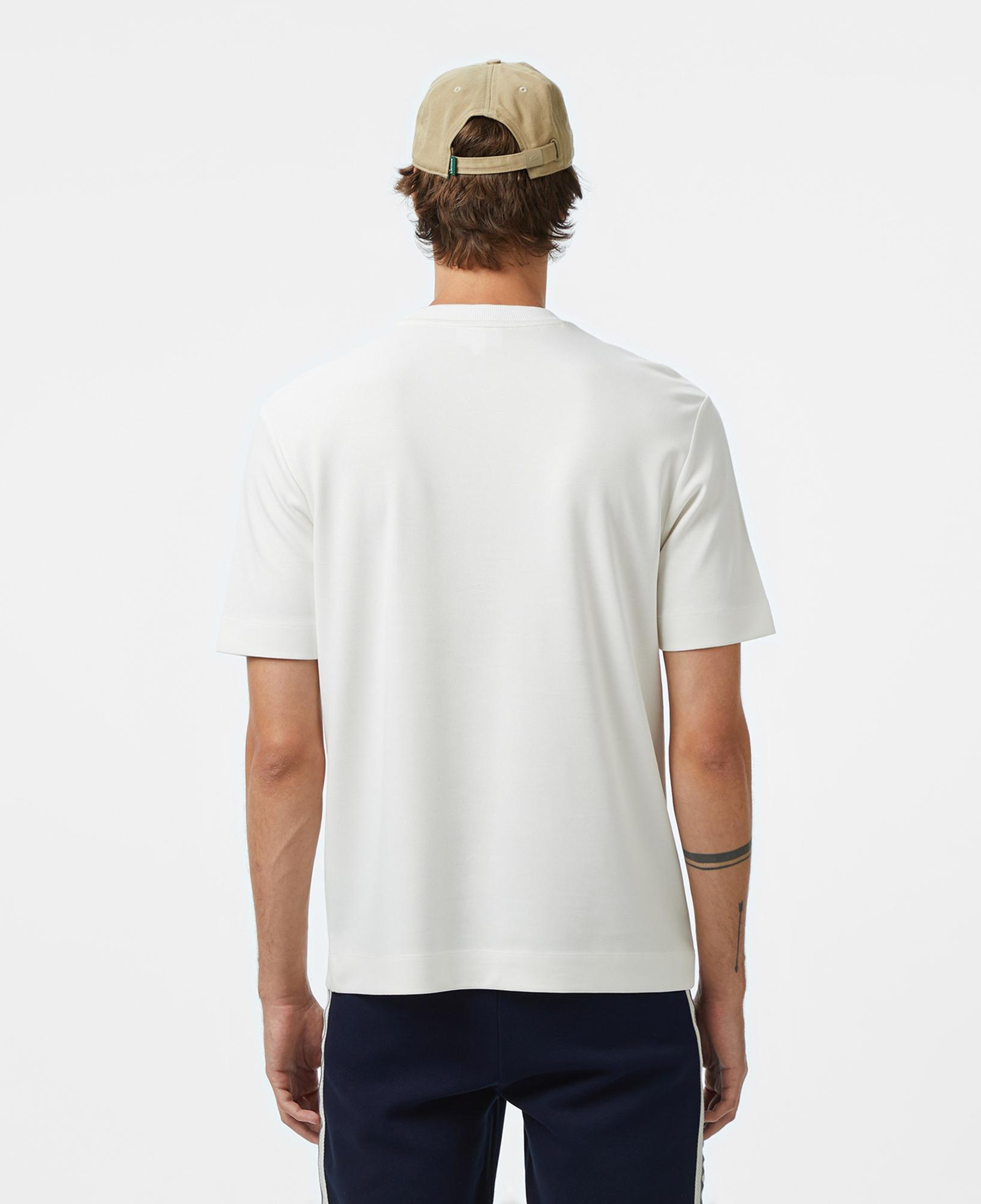 Lacoste Erkek Loose Fit Bisiklet Yaka Desenli Beyaz T-Shirt