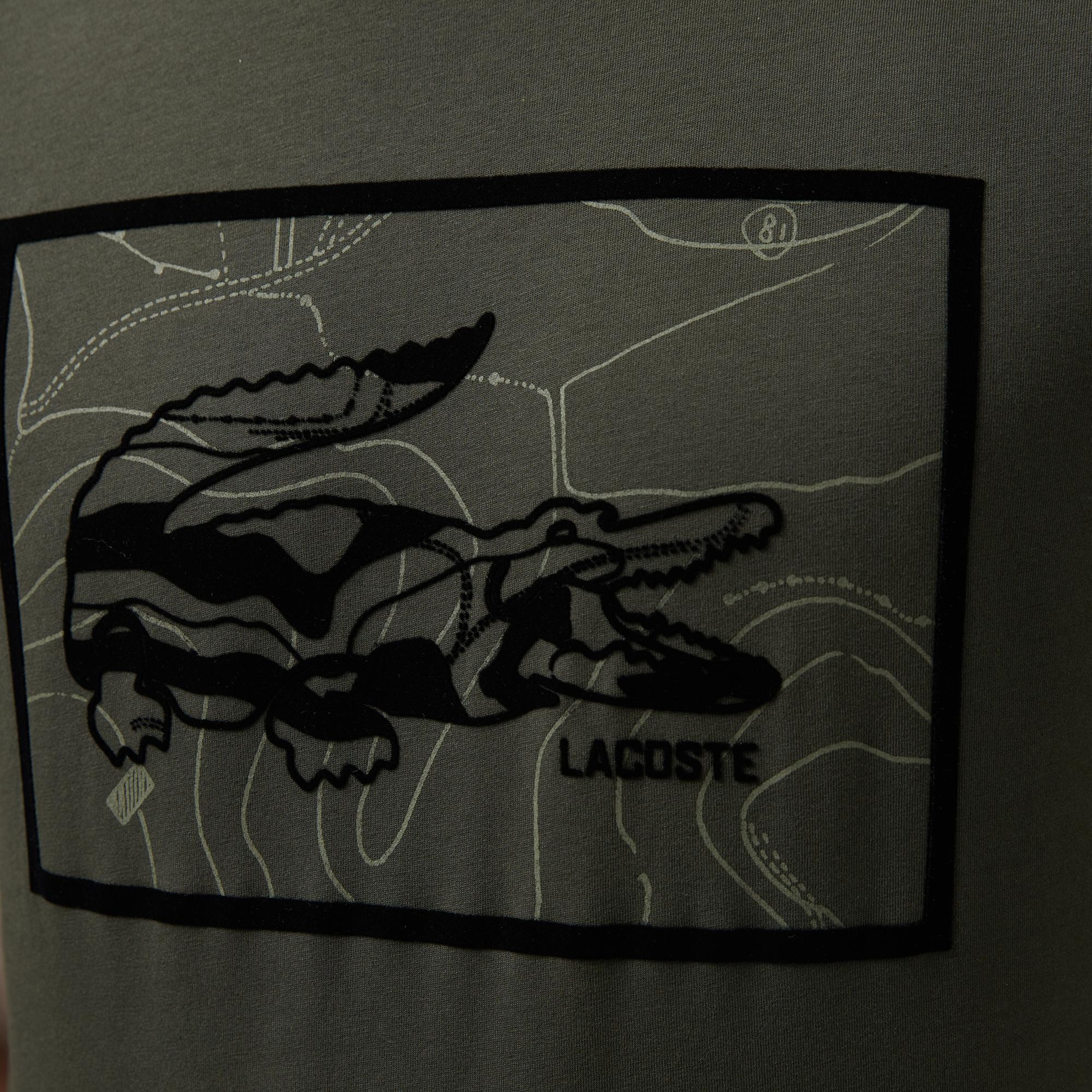 Lacoste Erkek Regular Fit Bisiklet Yaka Baskılı Haki T-Shirt