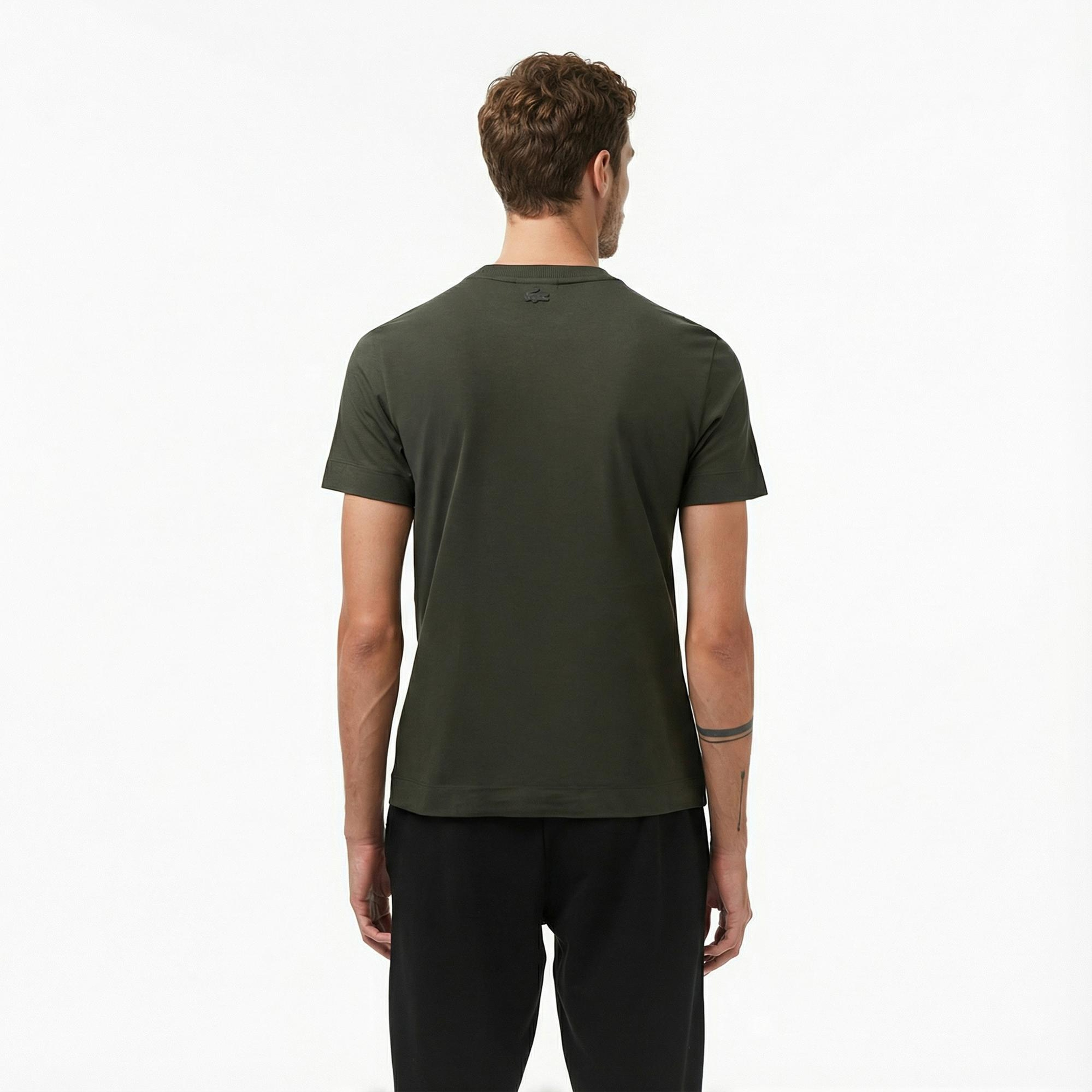 Lacoste Erkek Regular Fit Bisiklet Yaka Baskılı Haki T-Shirt