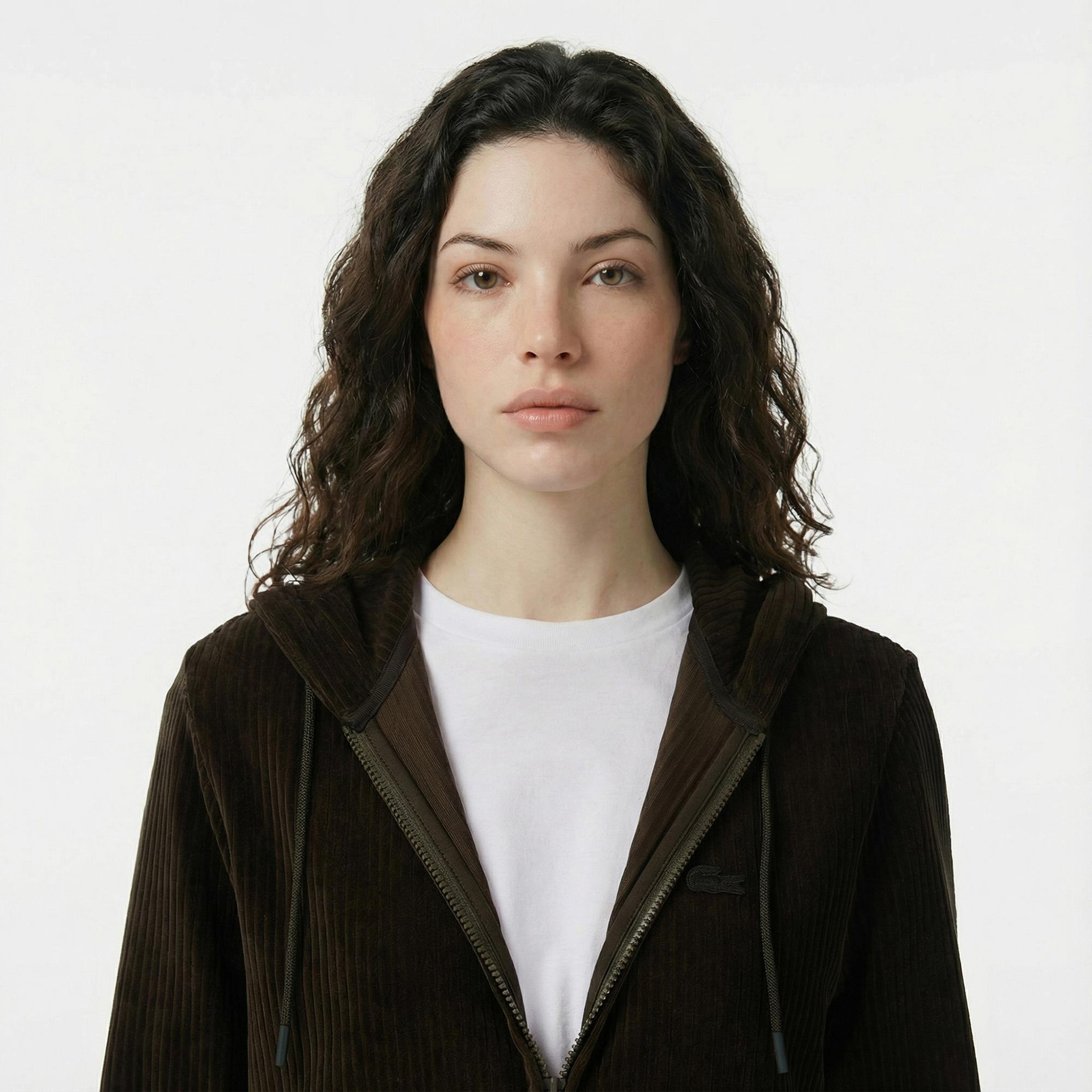 Lacoste Kadın Regular Fit Kapüşonlu Haki Sweatshirt