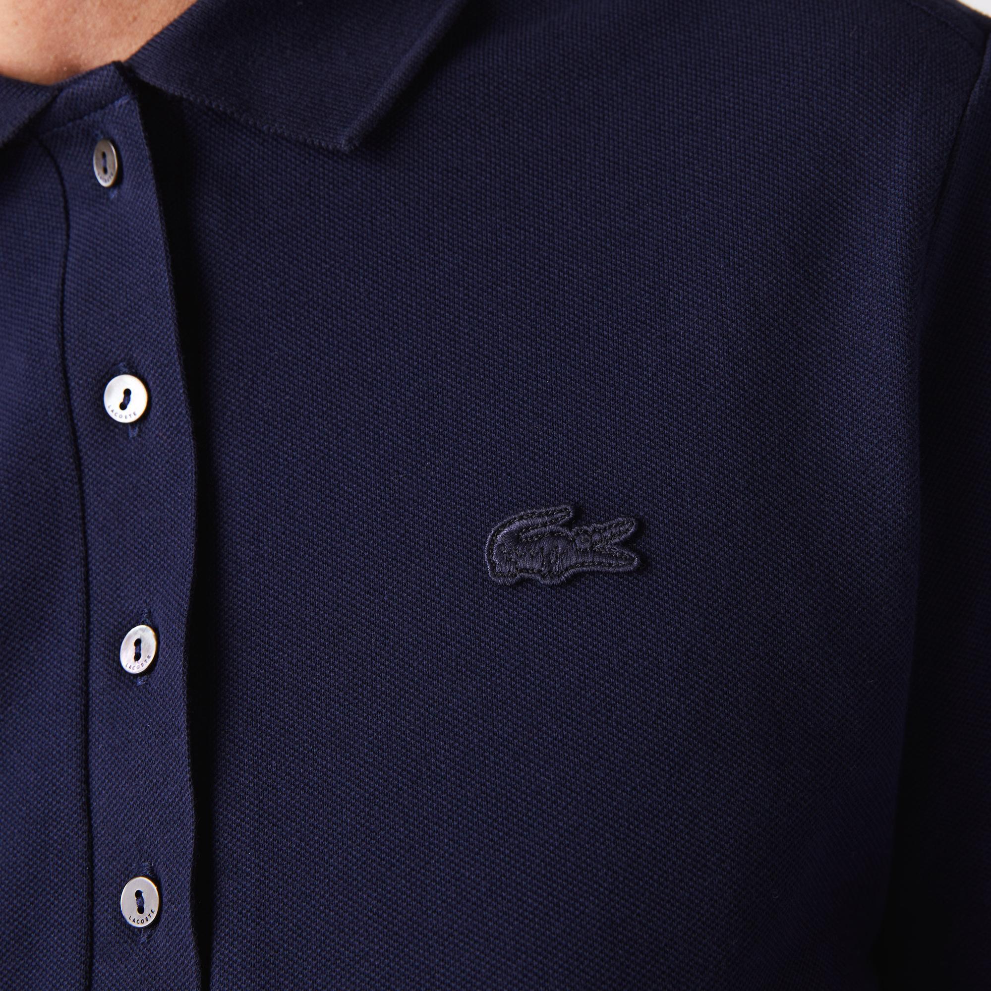 Lacoste Kadın Slim Fit Uzun Kollu Lacivert Polo