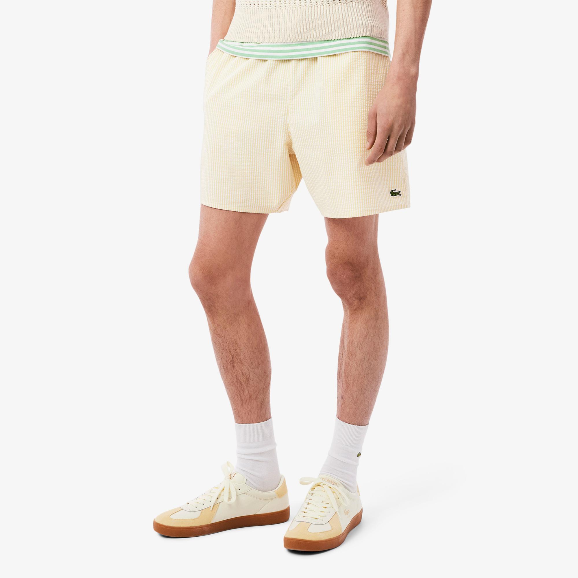 Lacoste Erkek Çizgili Sarı Mayo