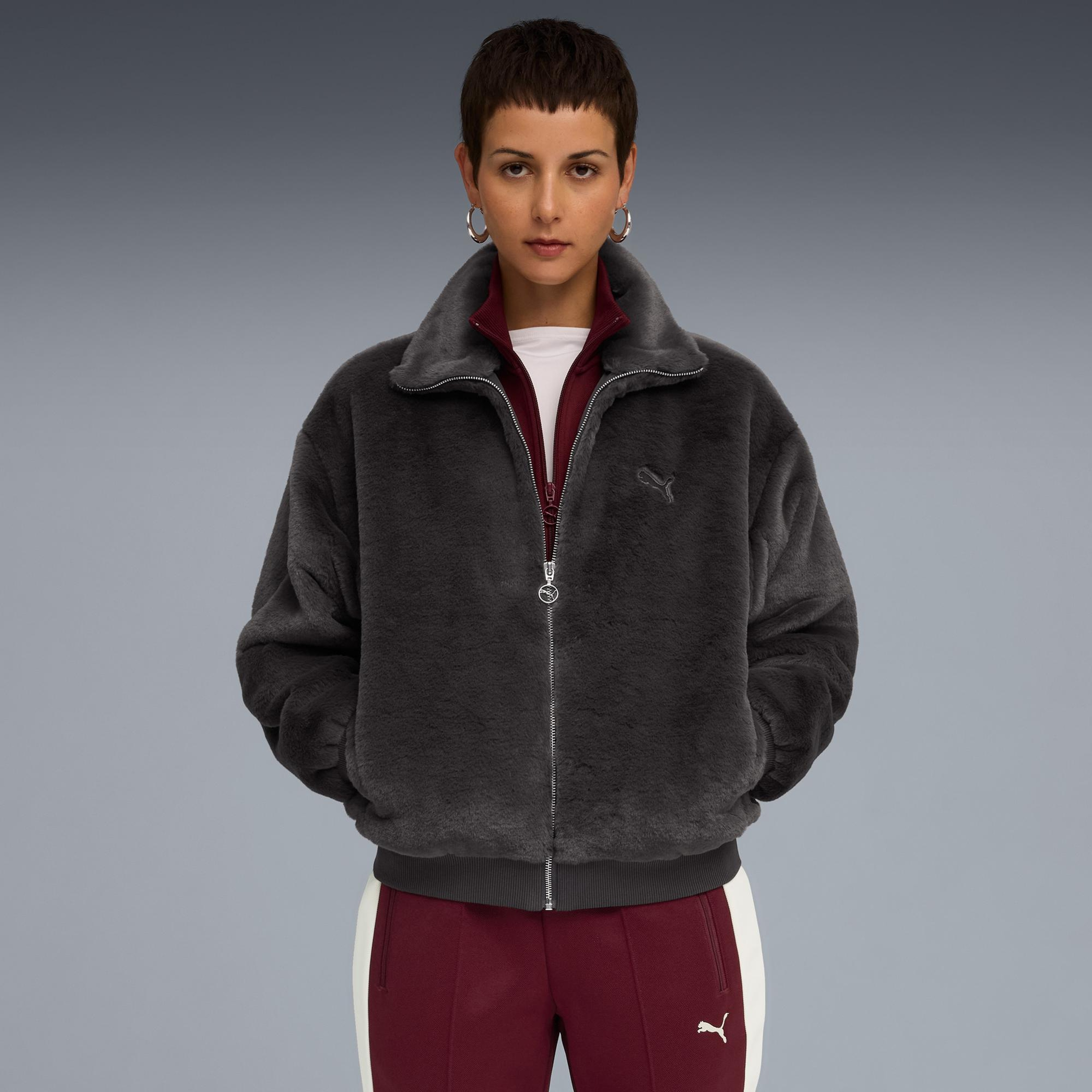 Puma Soft Fleece Kadın Koyu Gri Ceket