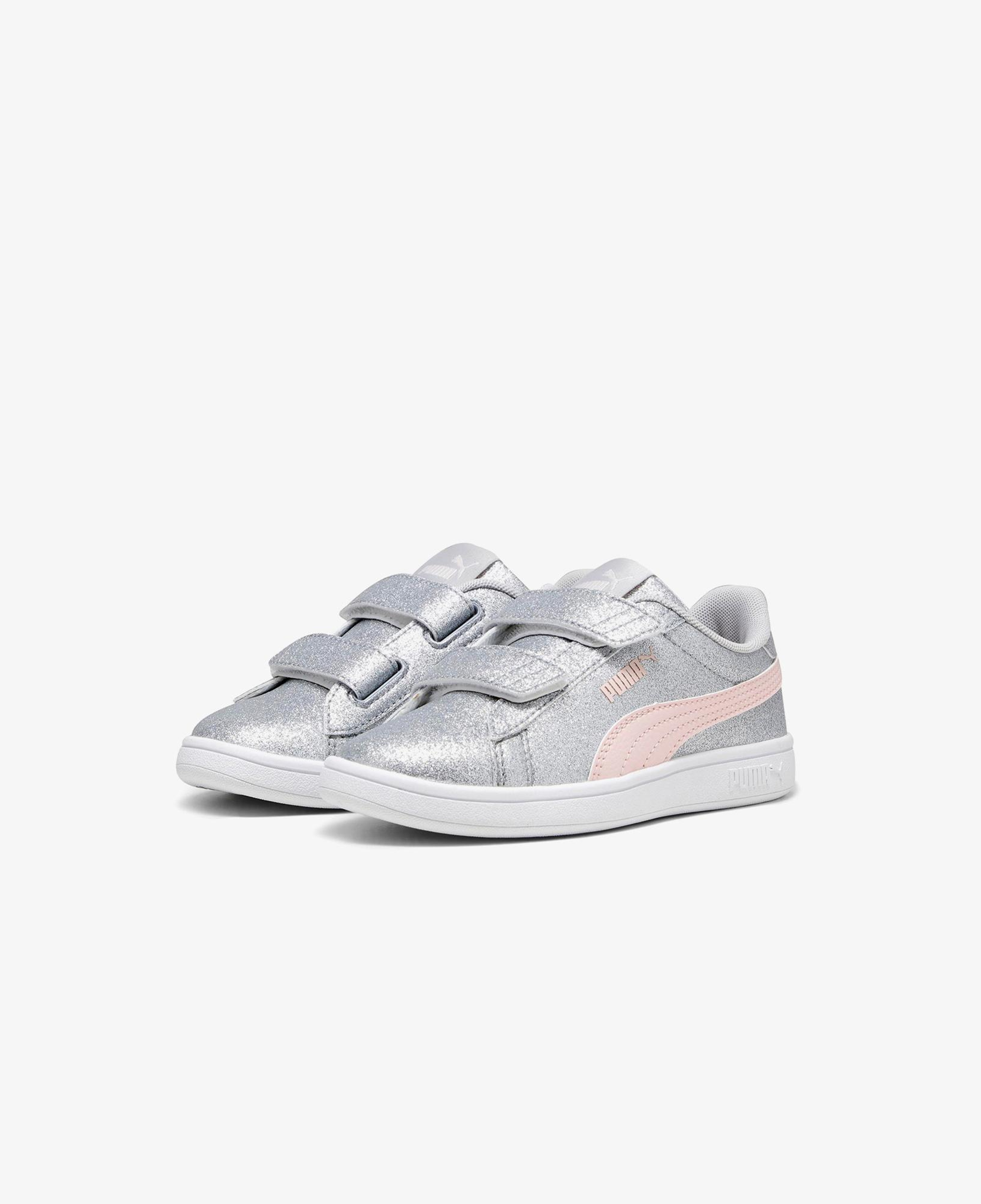 Puma Smash 3.0 Gliz Glam V PS Çocuk Gri Spor Ayakkabı