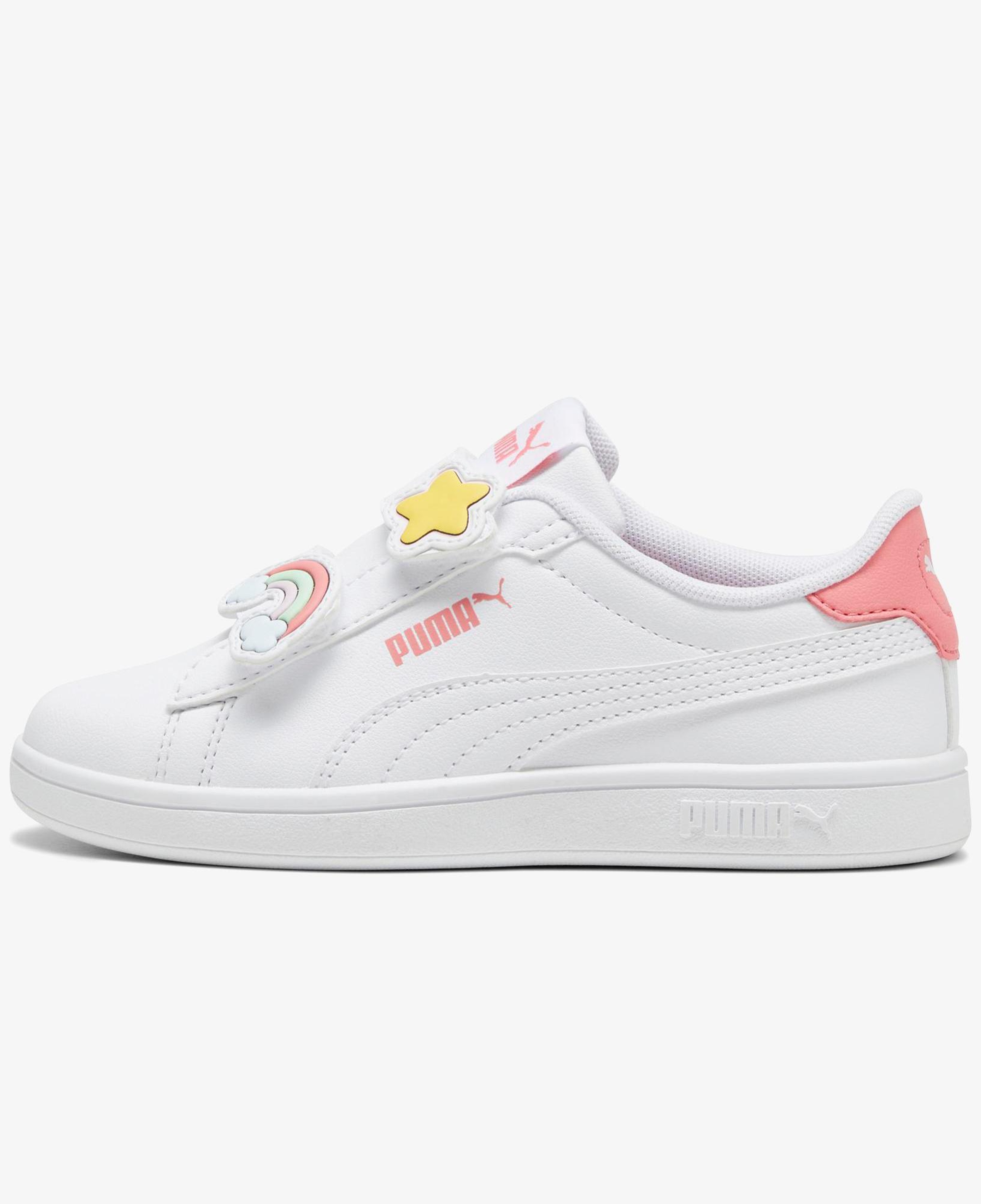 Puma Smash 3.0 Badges V PS Çocuk Beyaz Spor Ayakkabı