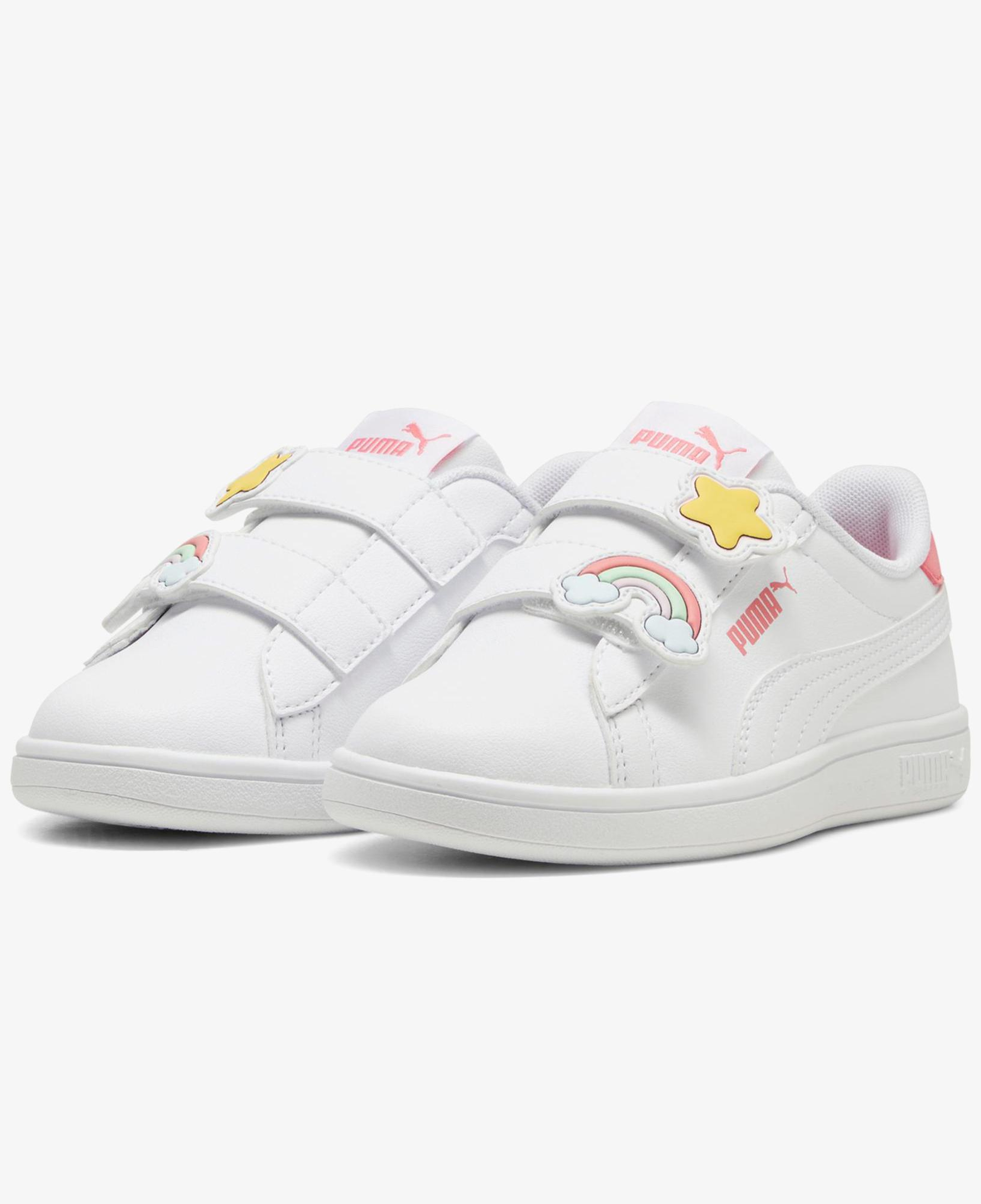 Puma Smash 3.0 Badges V PS Çocuk Beyaz Spor Ayakkabı