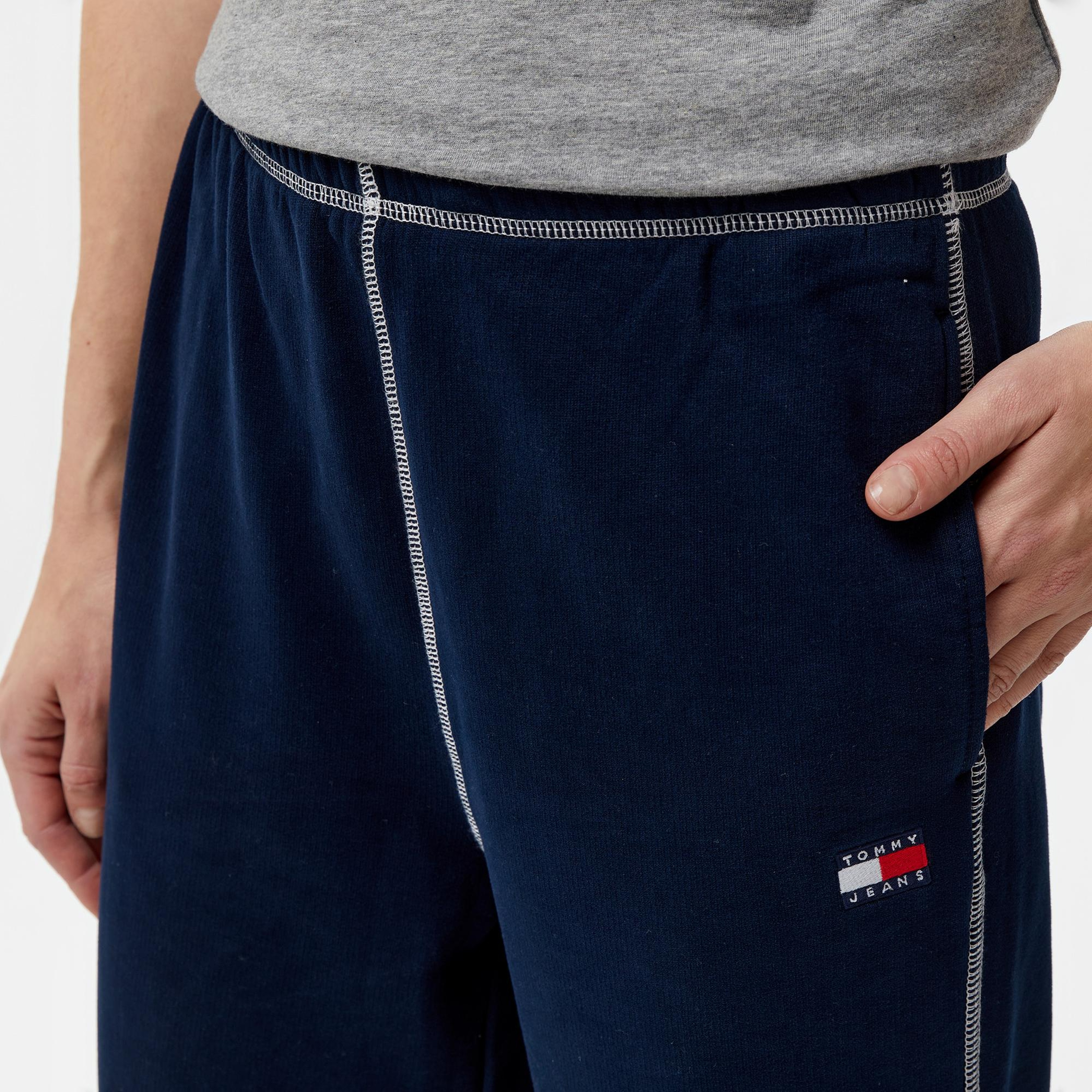 Tommy Jeans Topstitch Badge Kadın Mavi Eşofman Alti