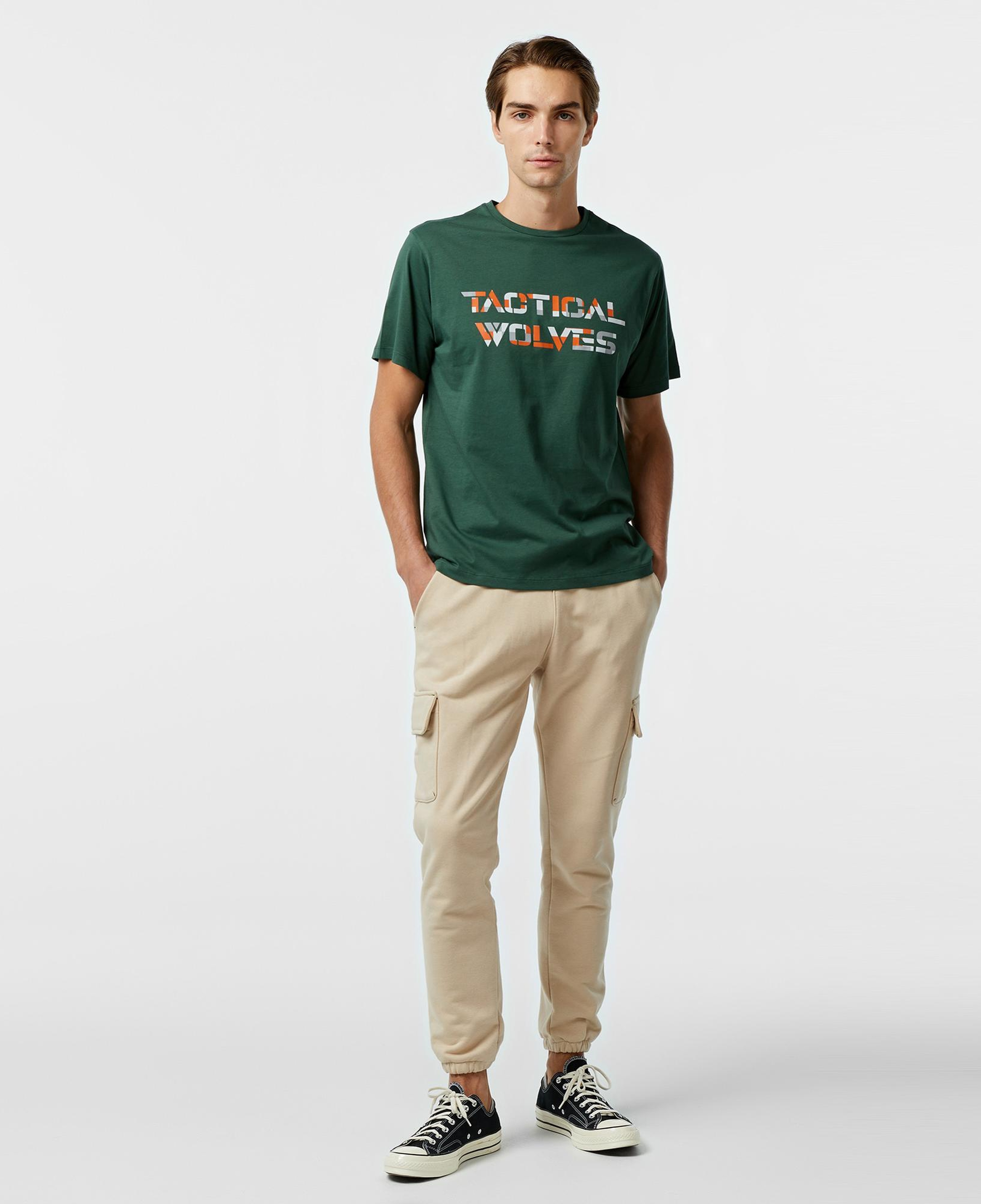 Tactical Wolves Oversize Kamuflaj Erkek Yeşil T-Shirt