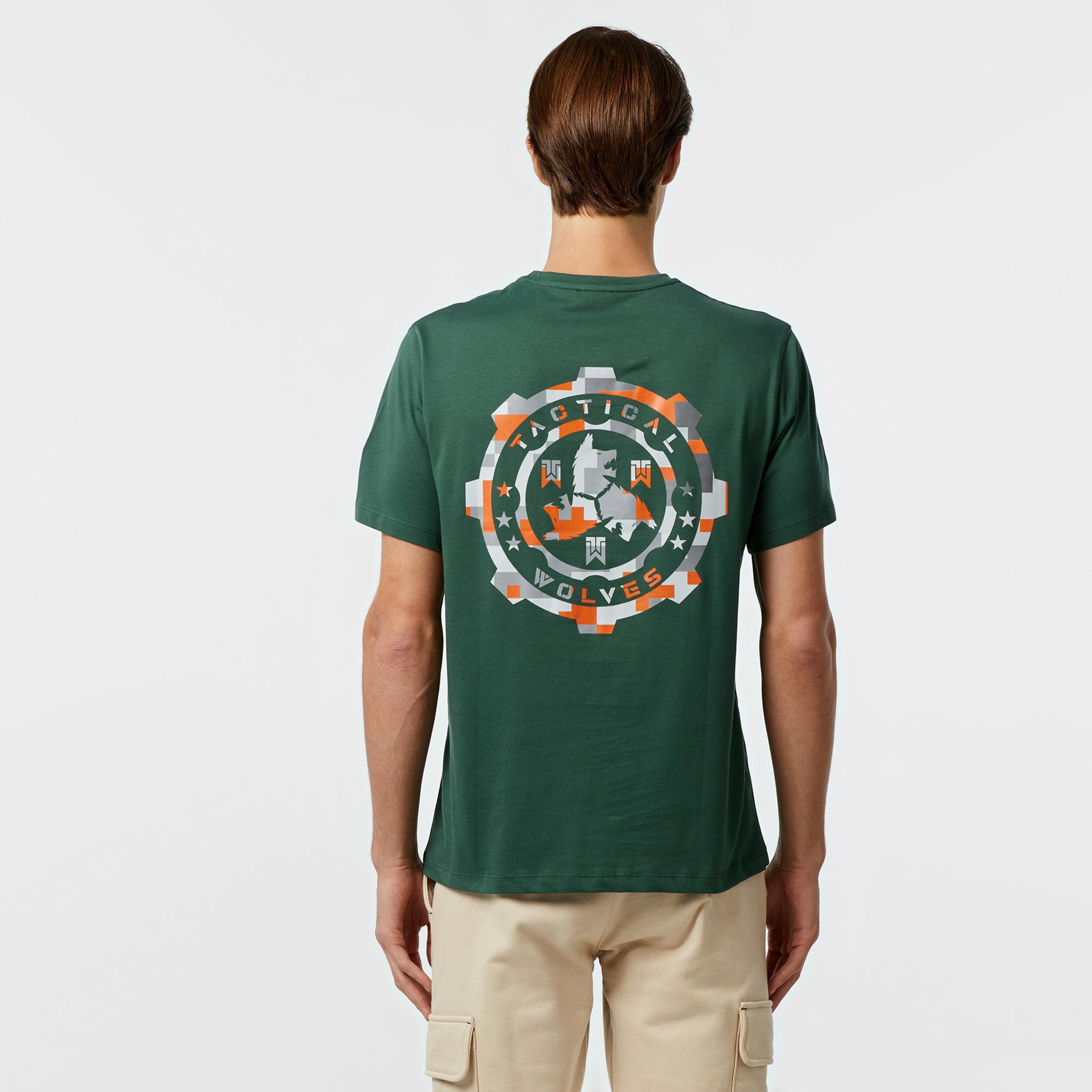 Tactical Wolves Oversize Kamuflaj Erkek Yeşil T-Shirt