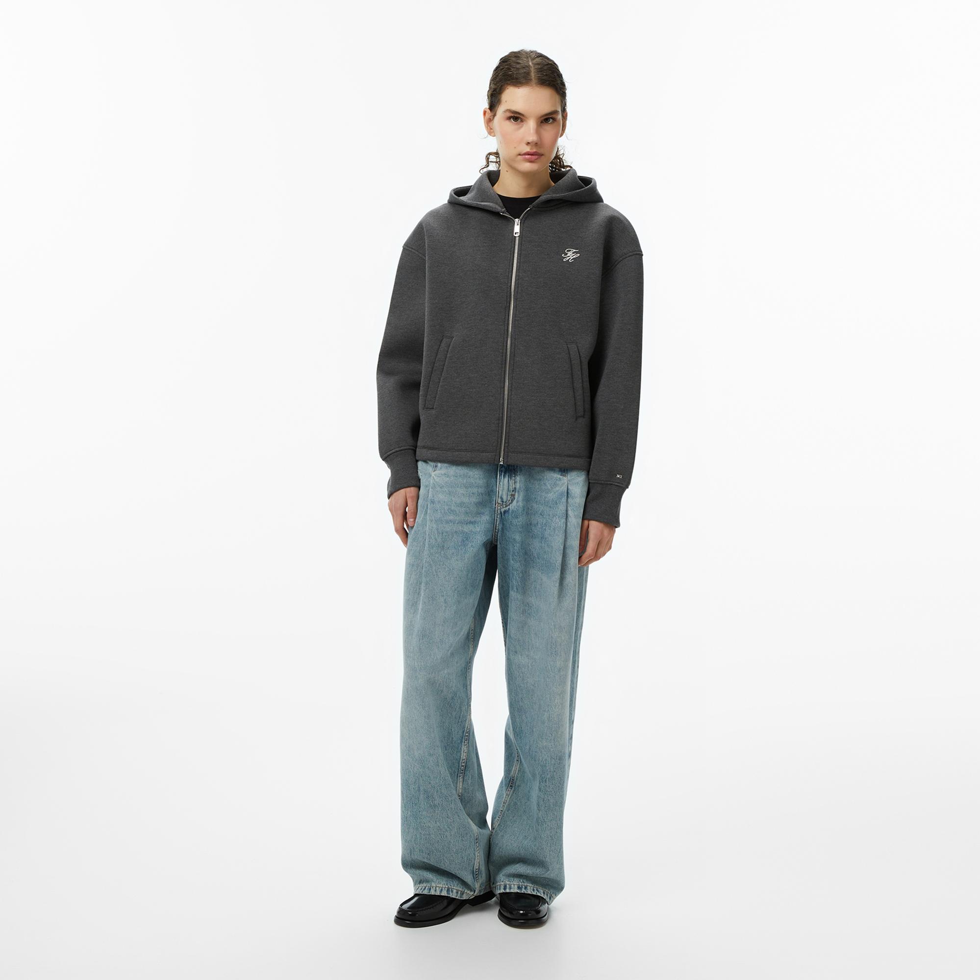 Tommy Hilfiger Script İnterlock Kadın Gri Hoodie