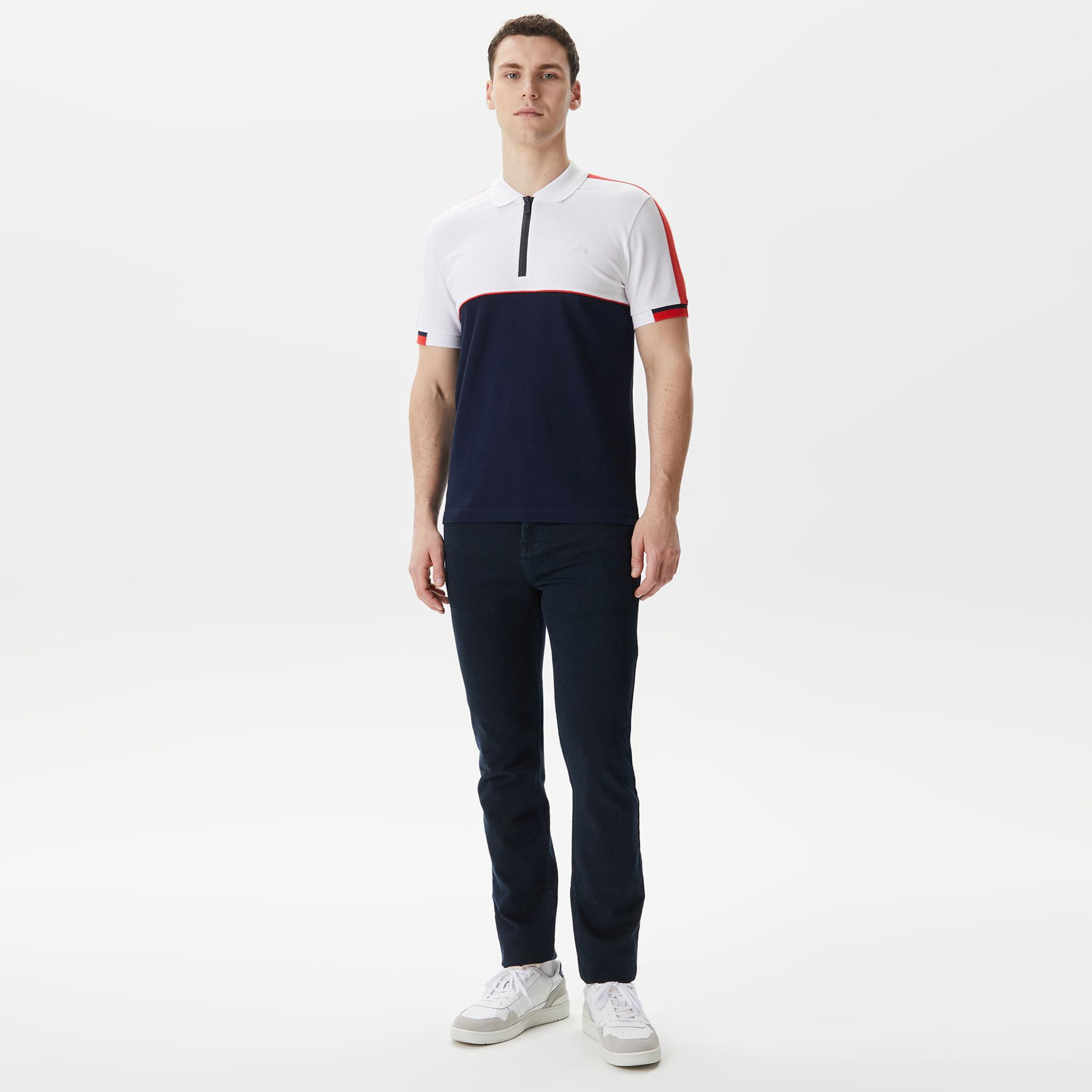Lacoste Erkek Regular Fit Renk Bloklu Beyaz Polo