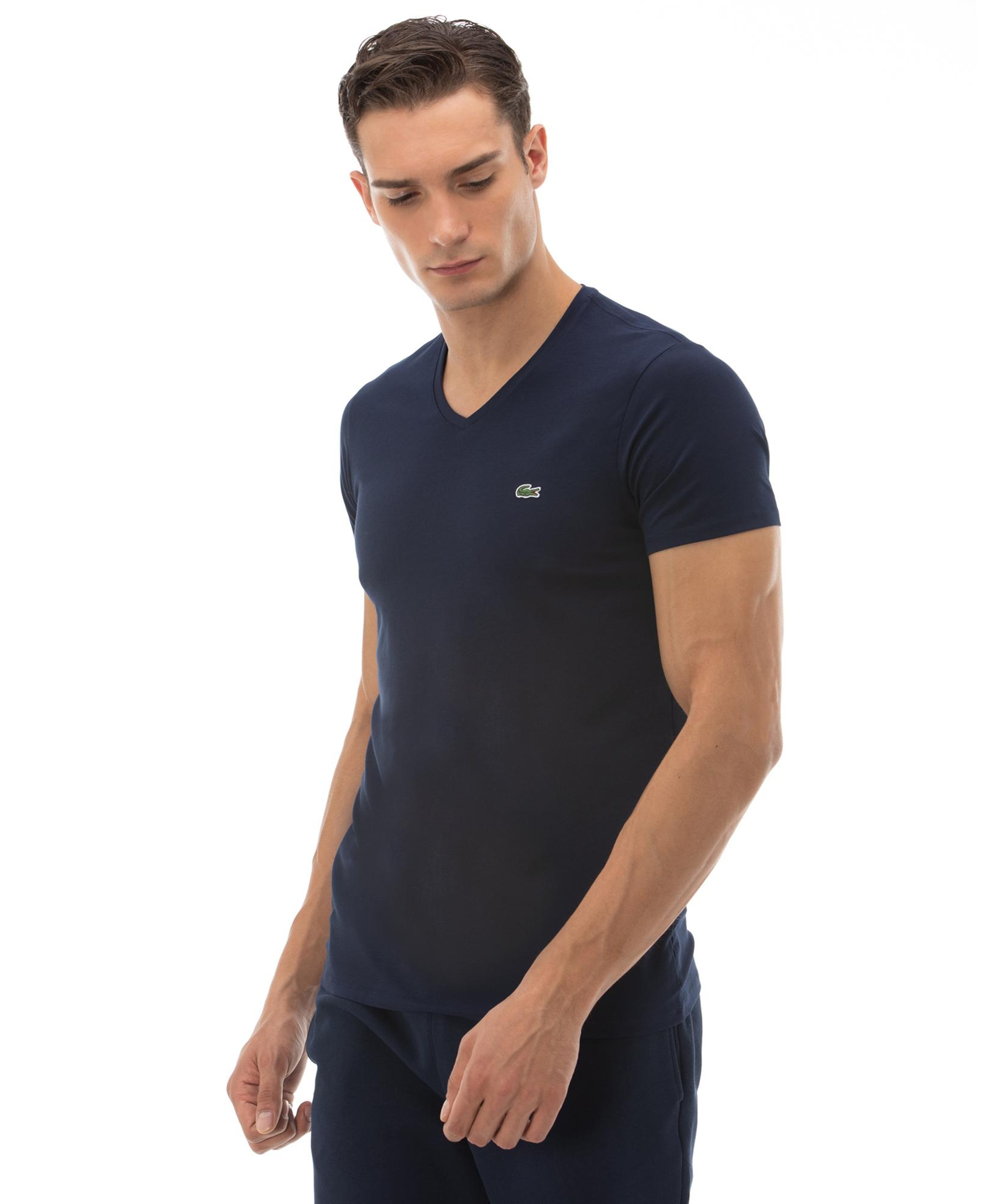 Lacoste Erkek Slim Fit V yaka Lacivert T-Shirt