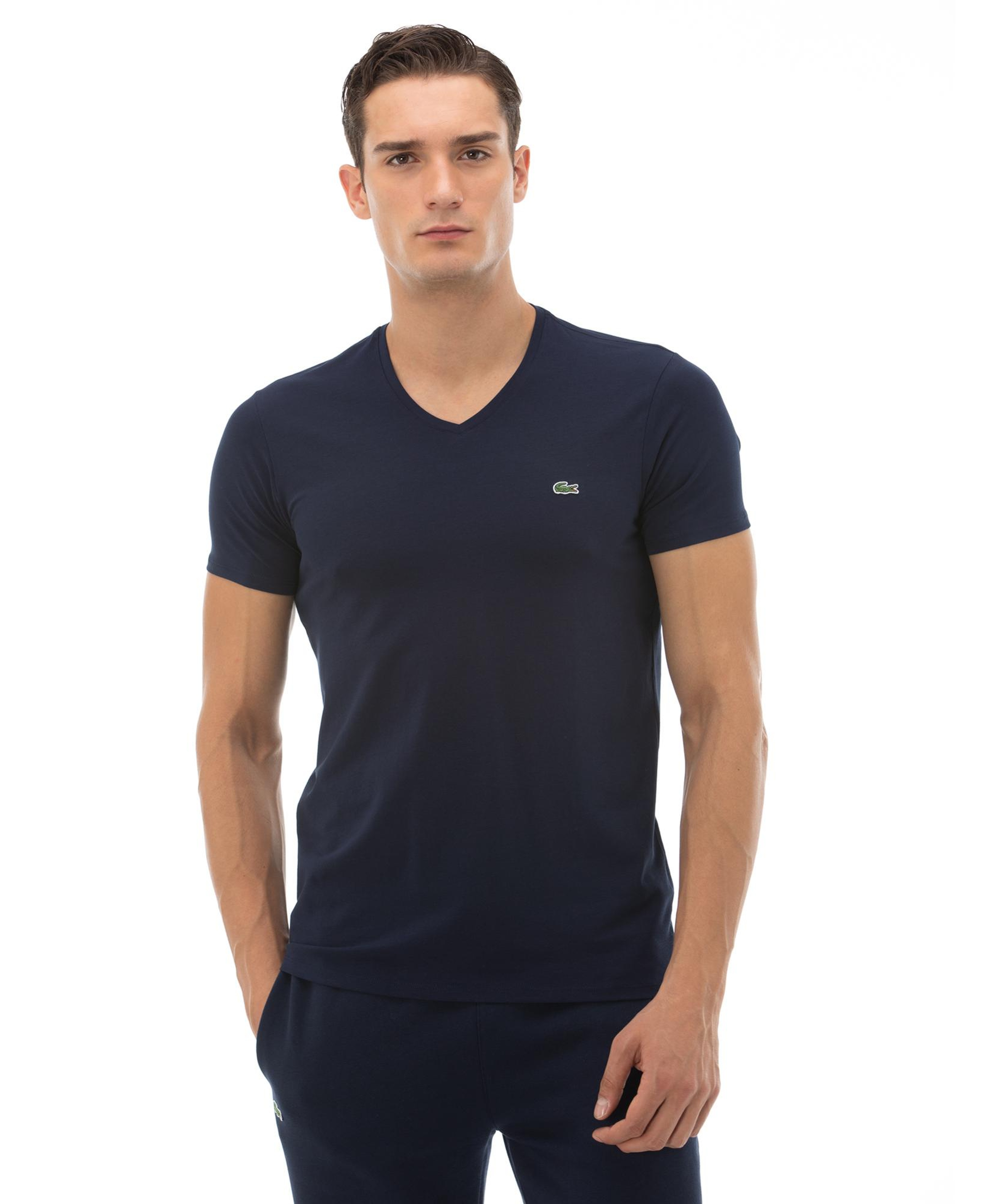 Lacoste Erkek Slim Fit V yaka Lacivert T-Shirt