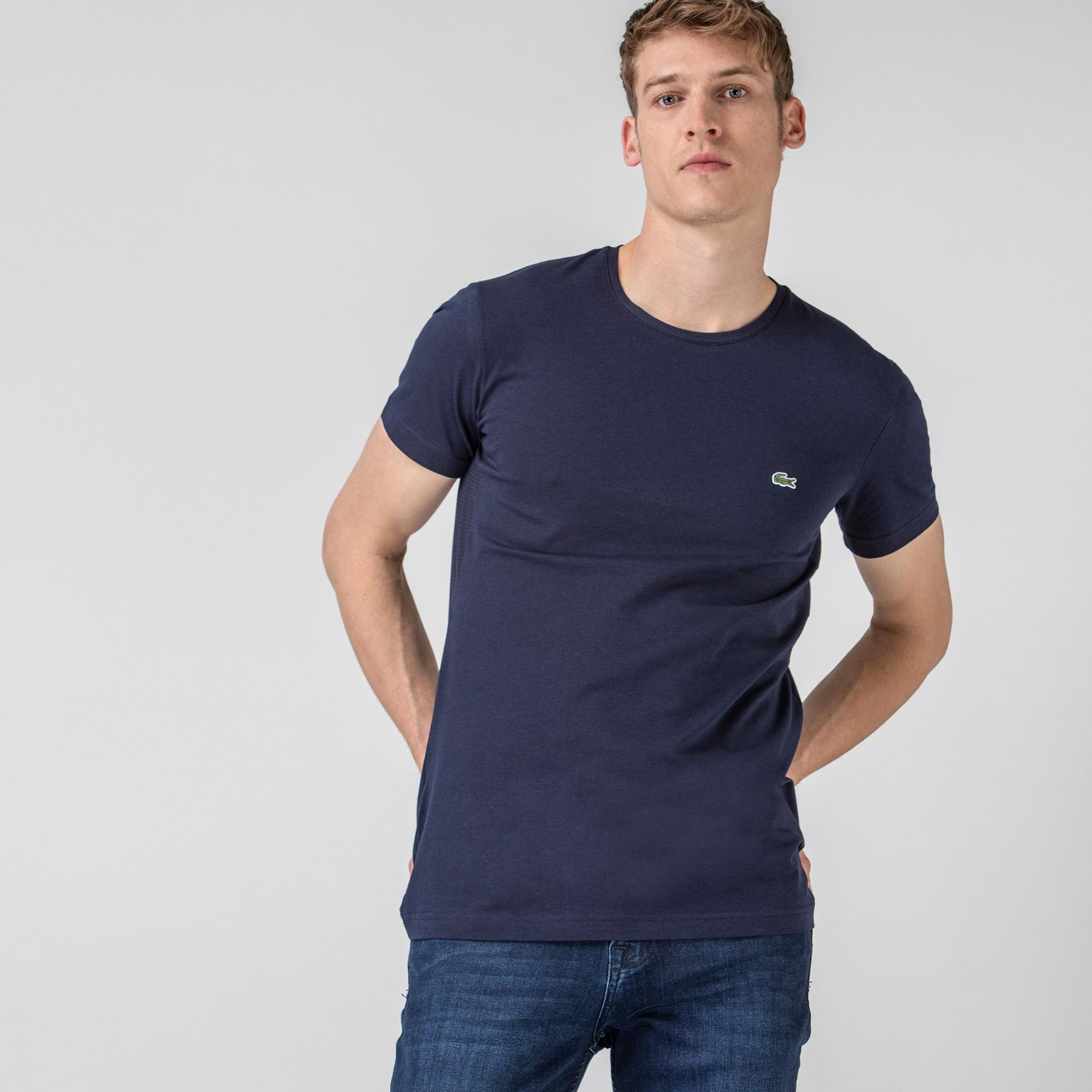 Lacoste Erkek Slim Fit Bisiklet Yaka Lacivert T-Shirt