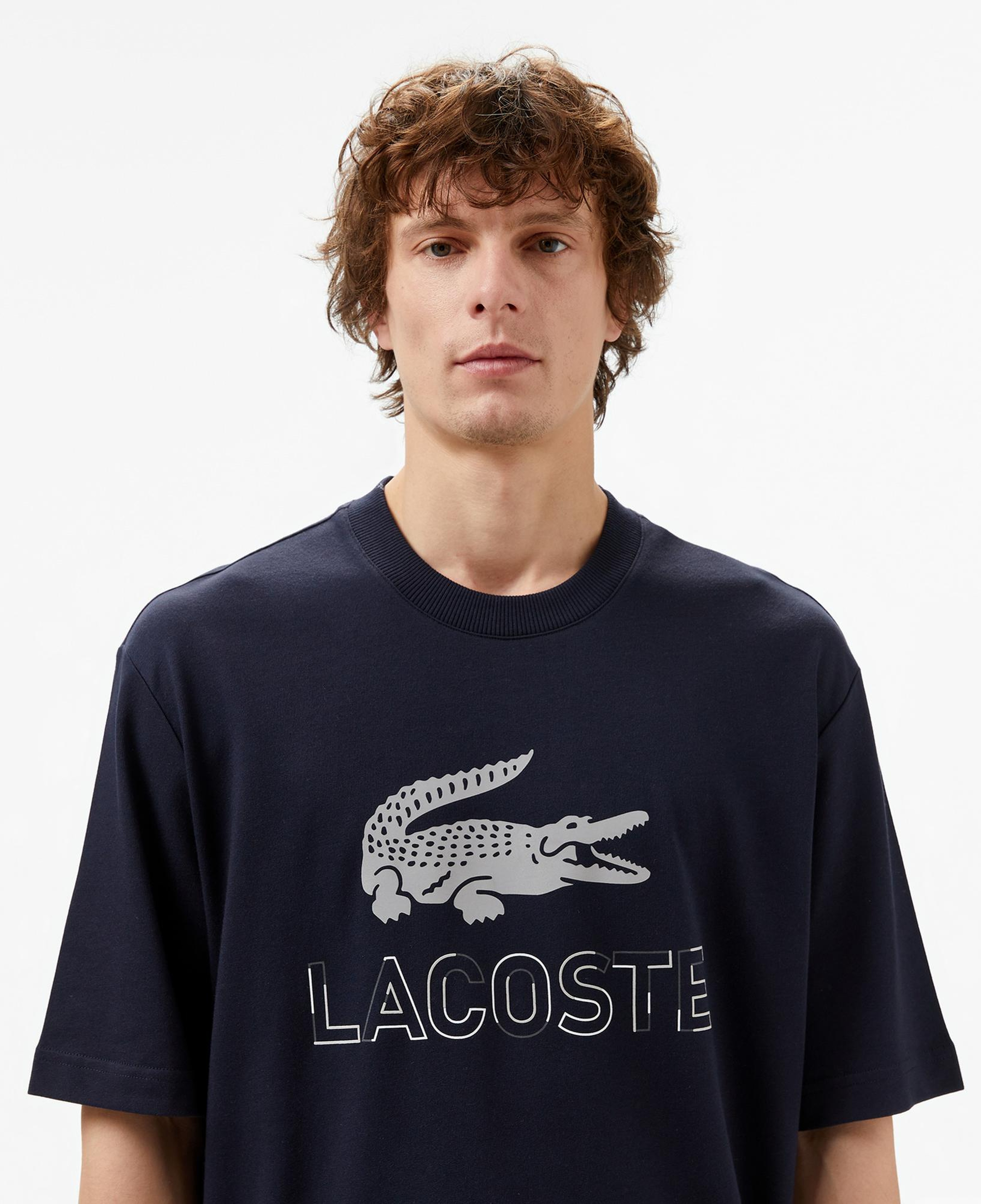 Lacoste Erkek Regular Fit Bisiklet Yaka Baskılı Lacivert T-Shirt