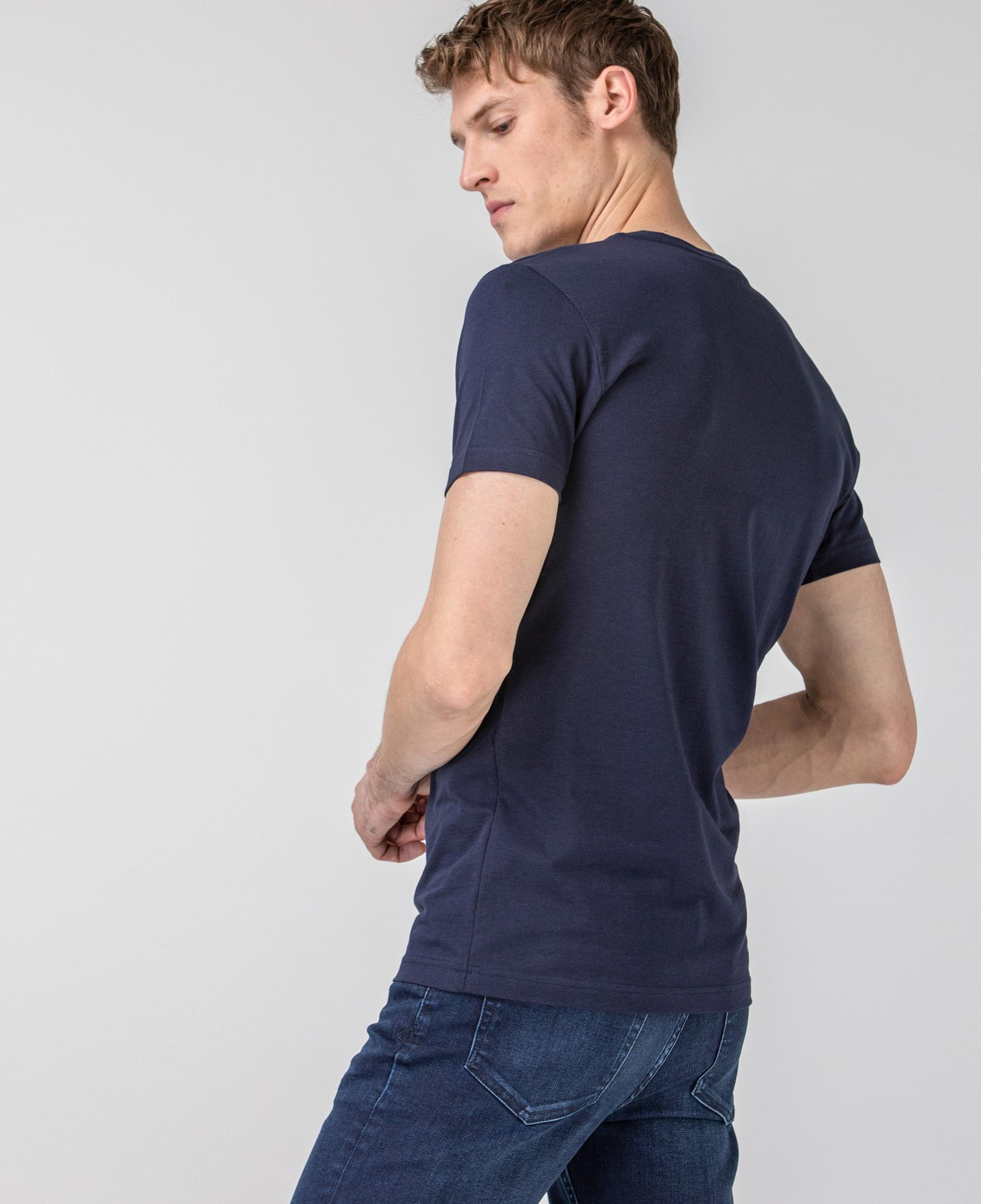 Erkek Slim Fit Bisiklet Yaka Lacivert T-Shirt