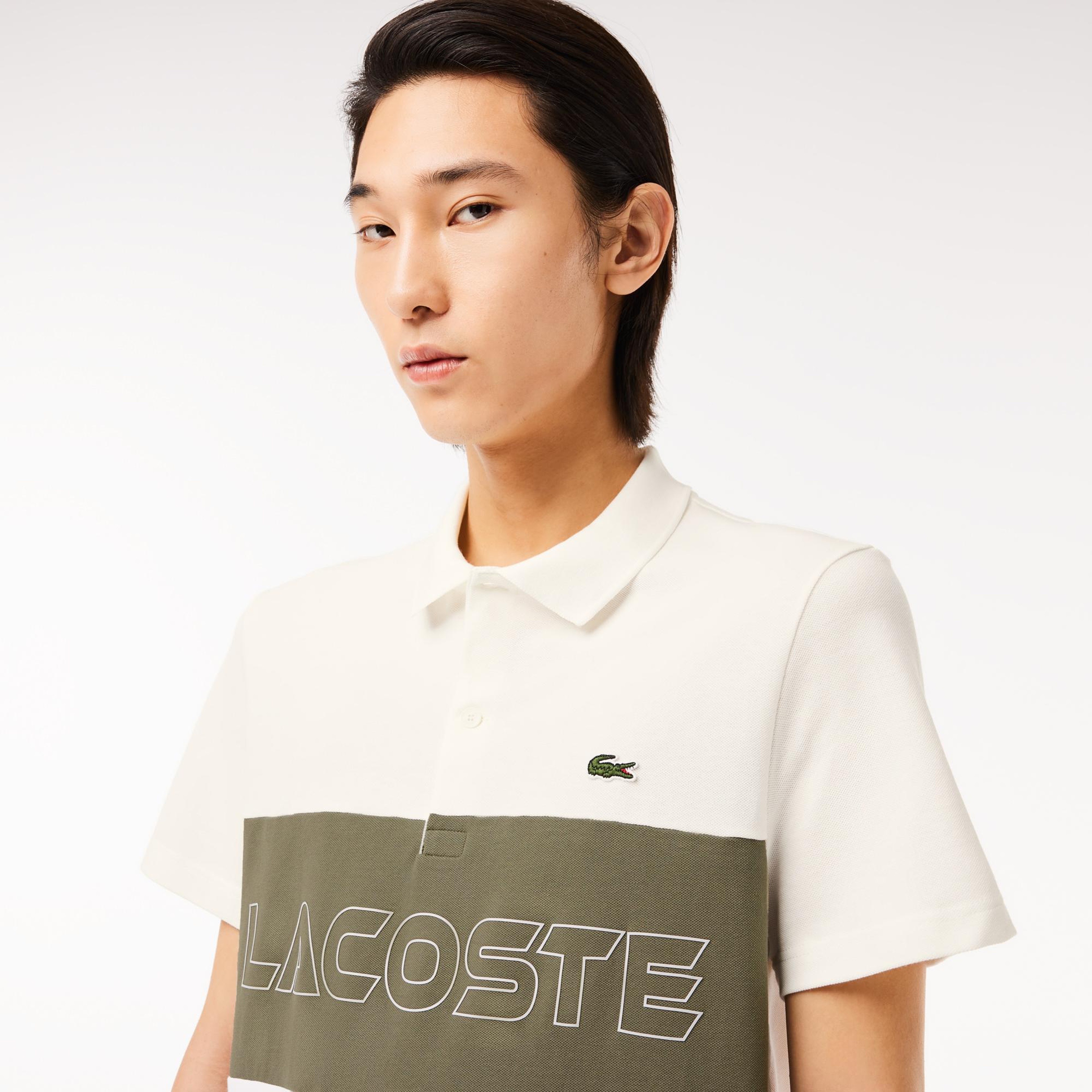 Lacoste Erkek Regular Fit Renk Bloklu Krem Polo