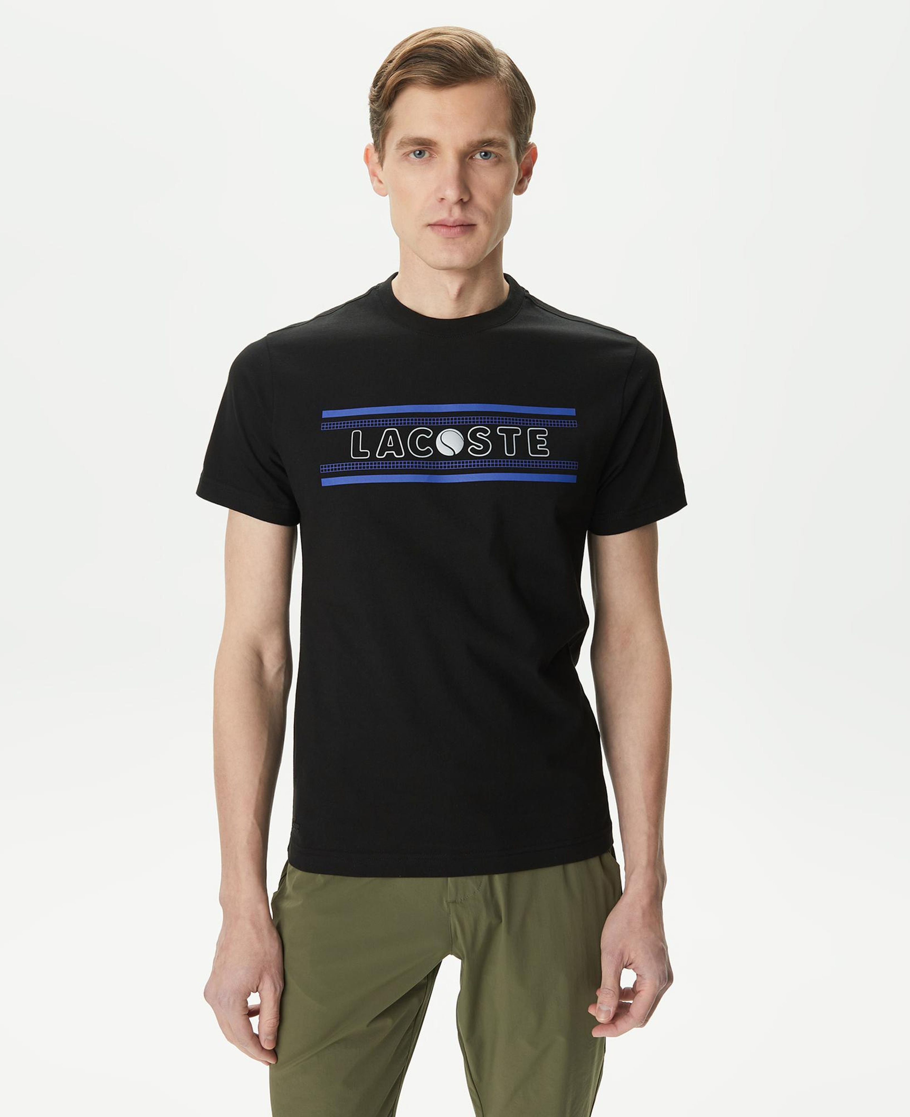 Lacoste Erkek Regular Fit Bisiklet Yaka Baskılı Siyah T-Shirt
