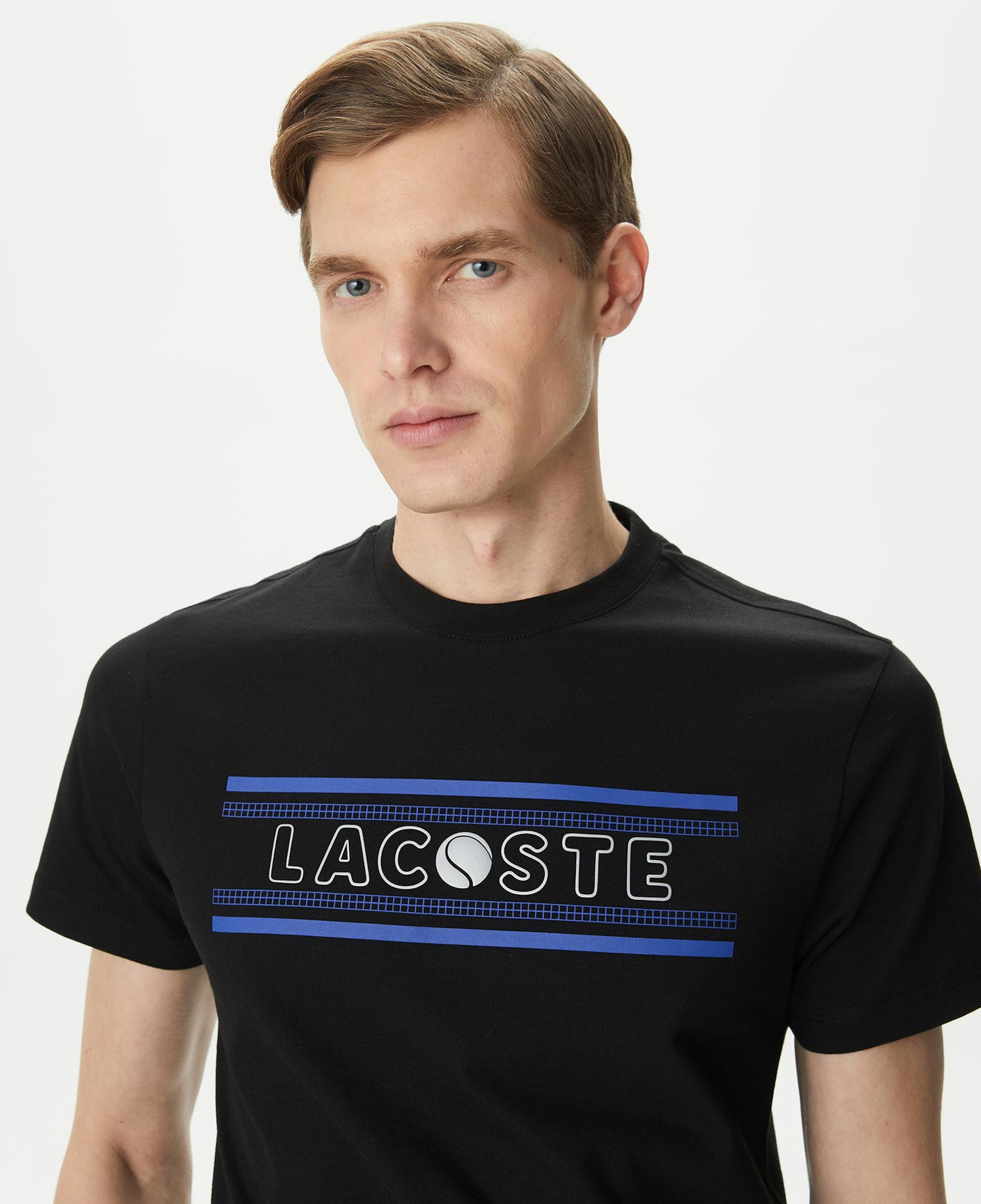 Lacoste Erkek Regular Fit Bisiklet Yaka Baskılı Siyah T-Shirt