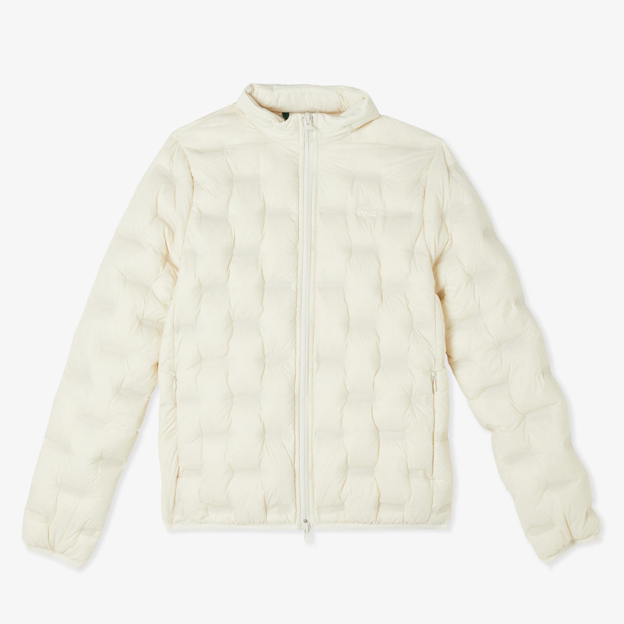 Lacoste Kadın Regular Fit Kapüşonlu Kapitone Beyaz Mont