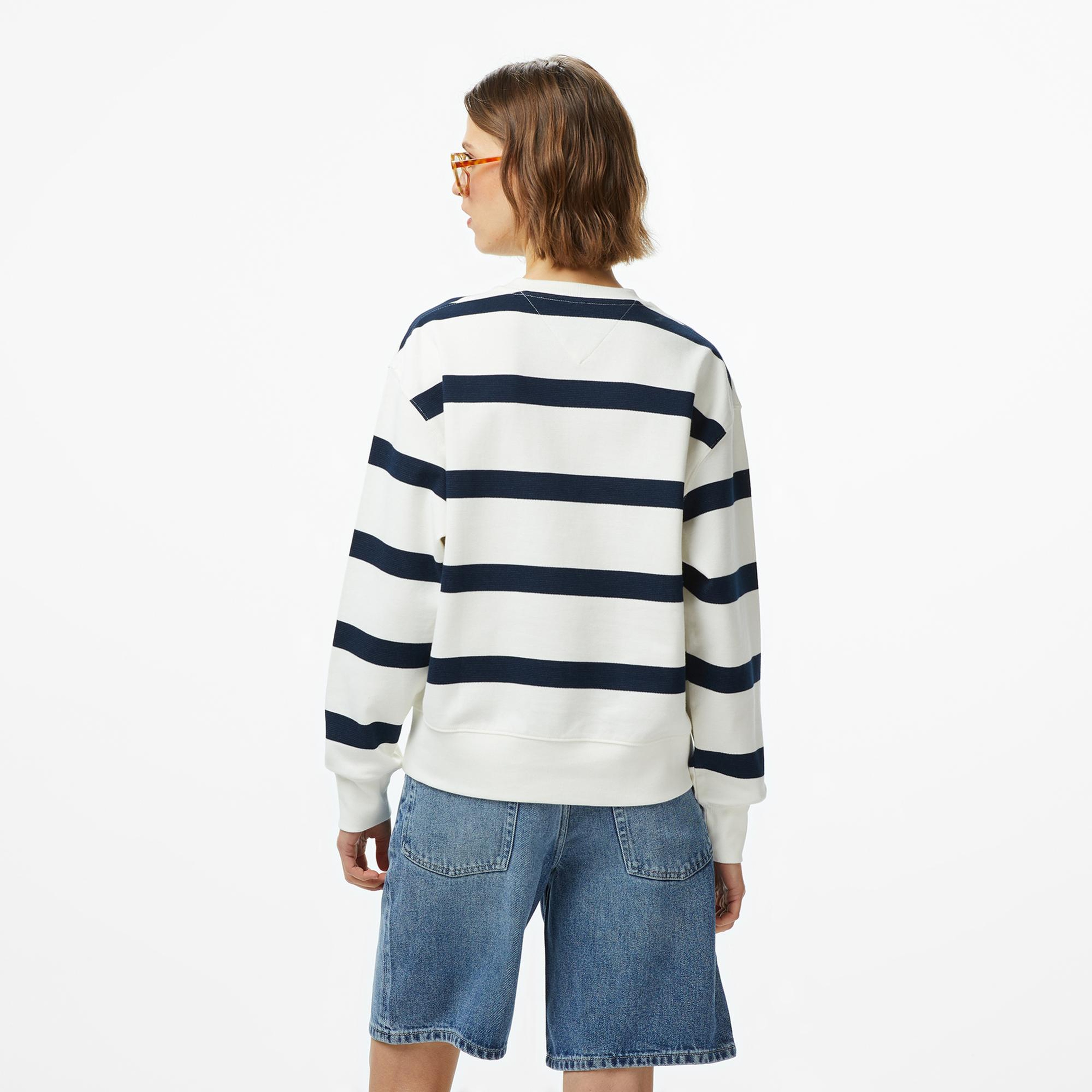 Tommy Hilfiger Script Regular Pique Kadın Beyaz Sweatshirt