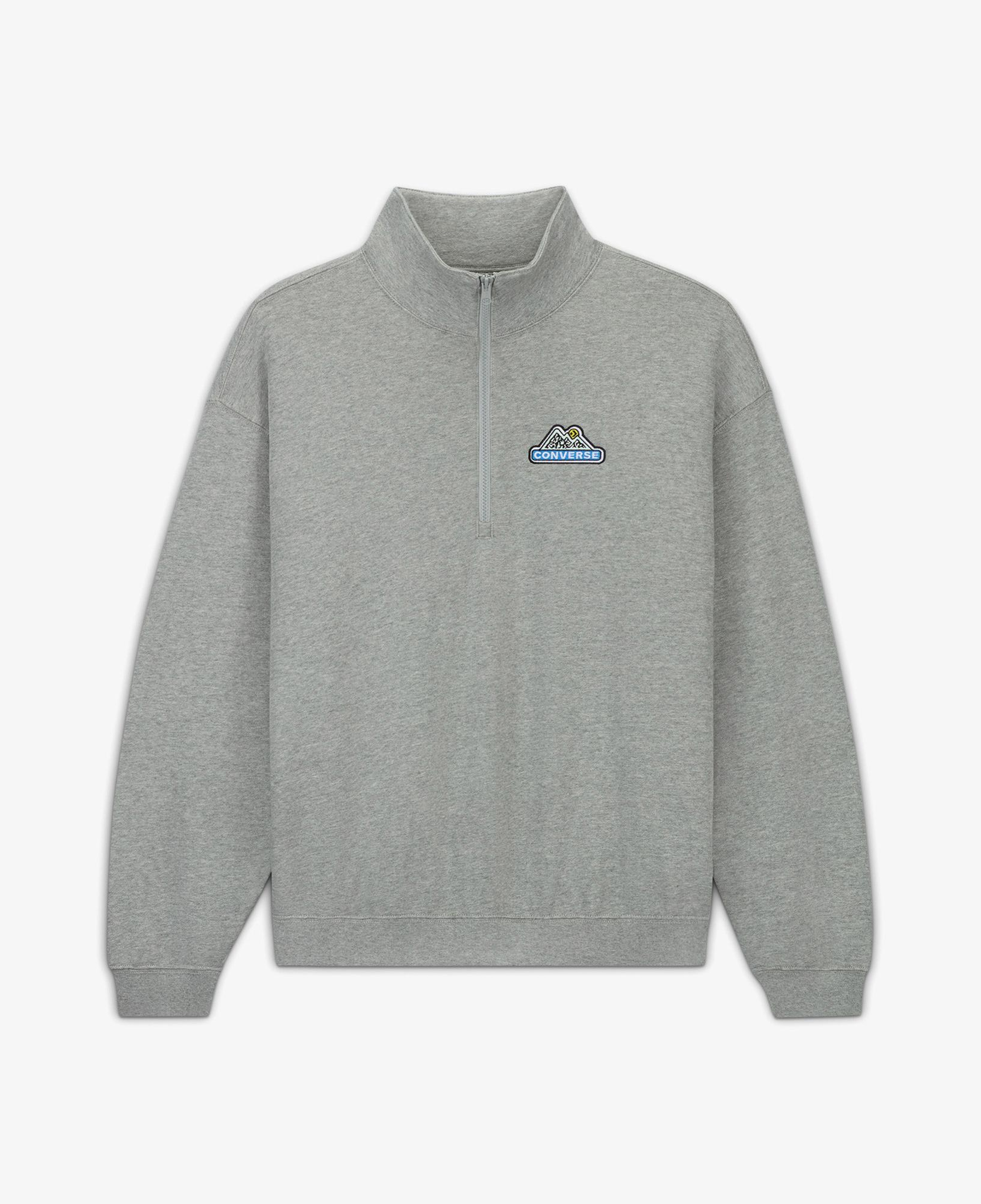 Converse Loose Fit Yarım Fermuarlı Erkek Gri Sweatshirt