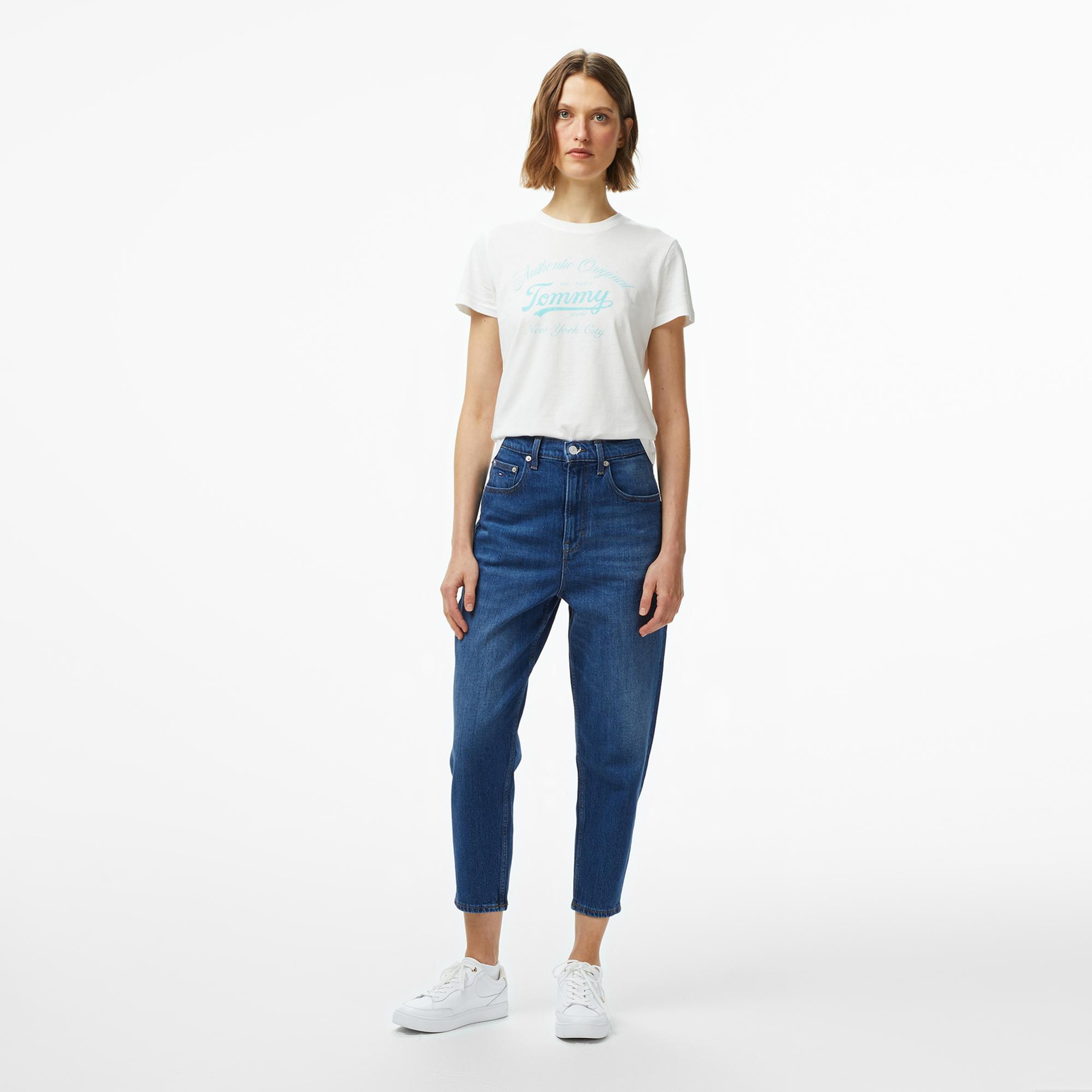 Tommy Jeans Mom Kadın Mavi Jean Pantolon