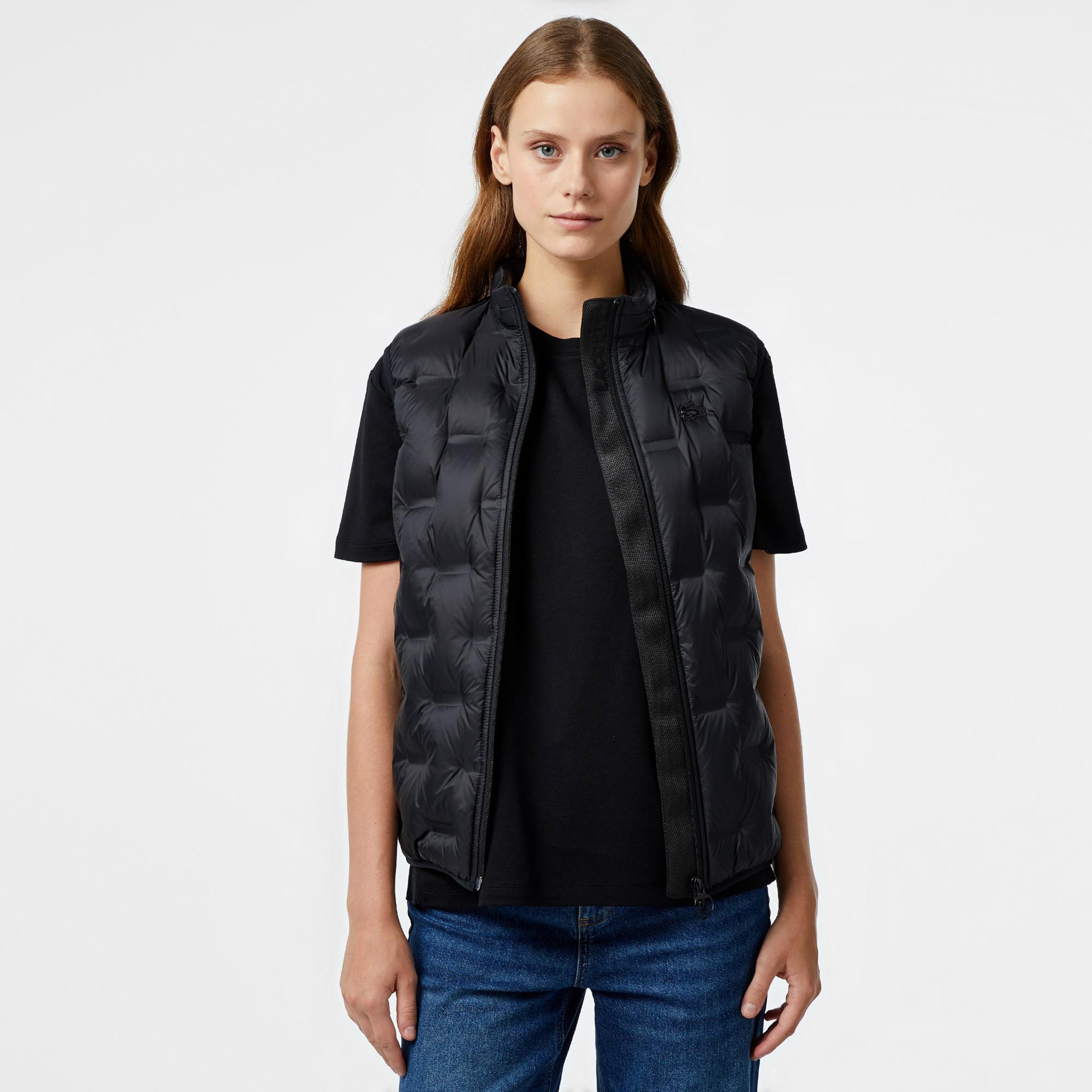 Lacoste Kadın Kapitone Regular Fit Kapüşonlu Kapitone Siyah Yelek