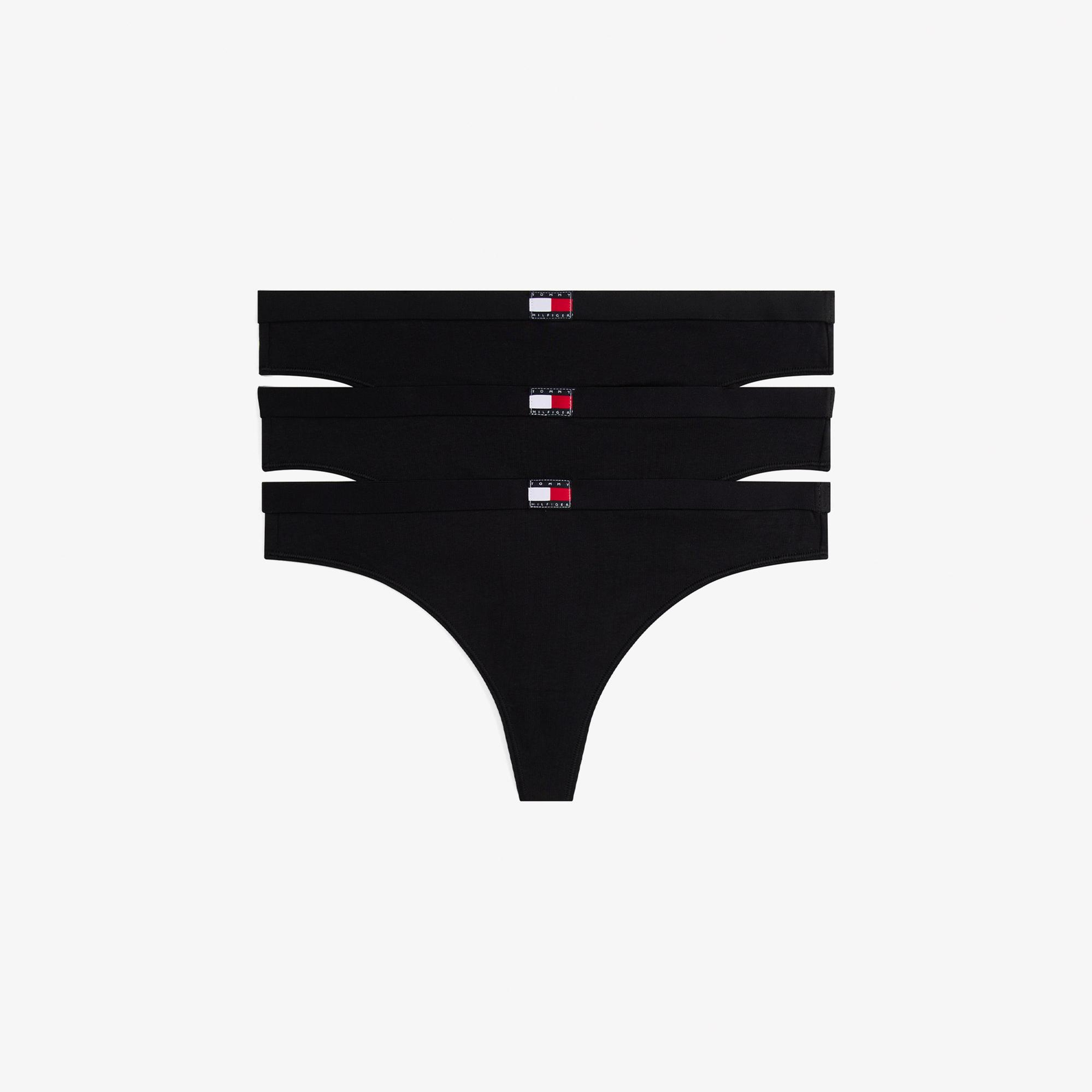 Tommy Hilfiger Thong Kadın 3'Lü Siyah Külot