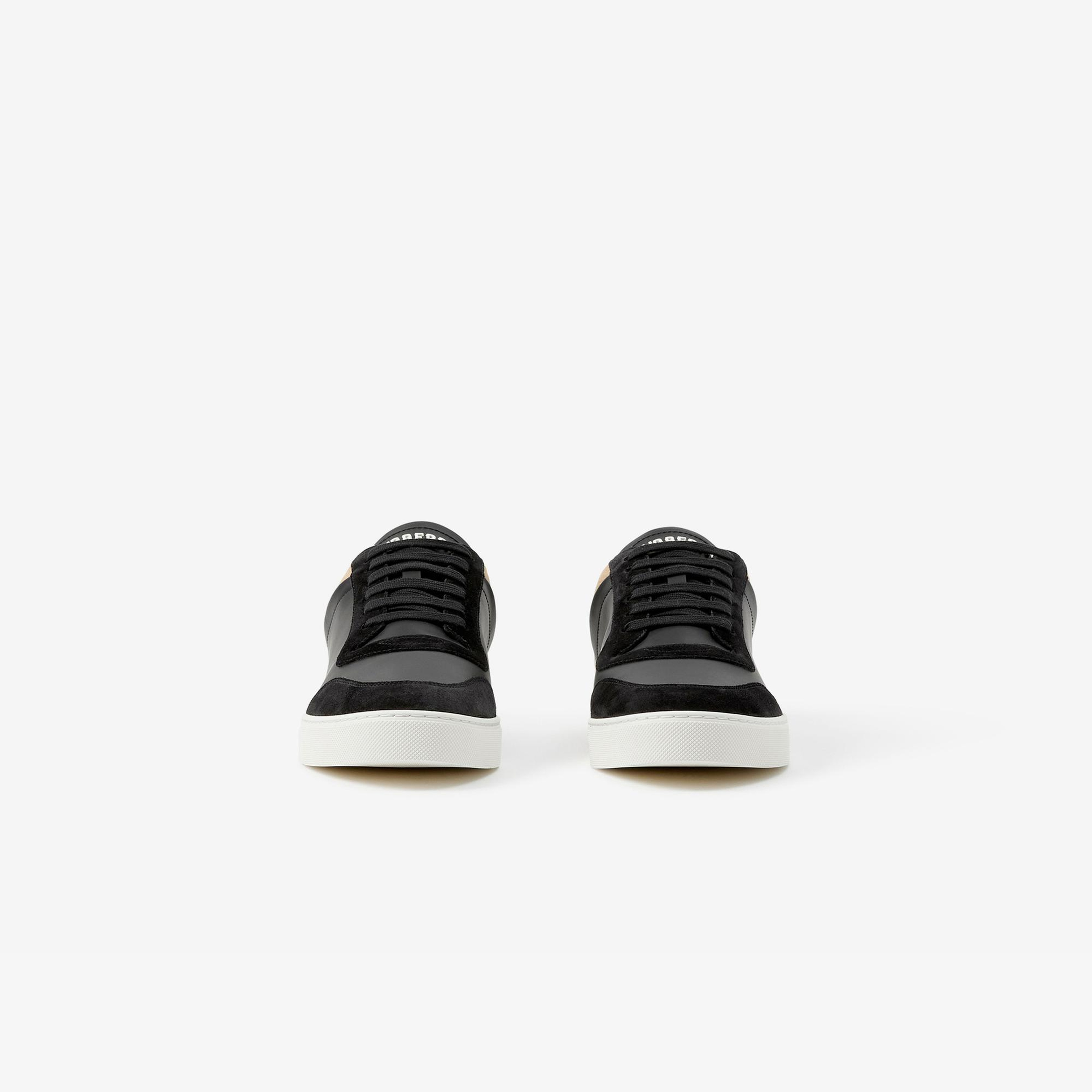 Burberry Leather, Suede and Check Erkek Siyah Sneaker