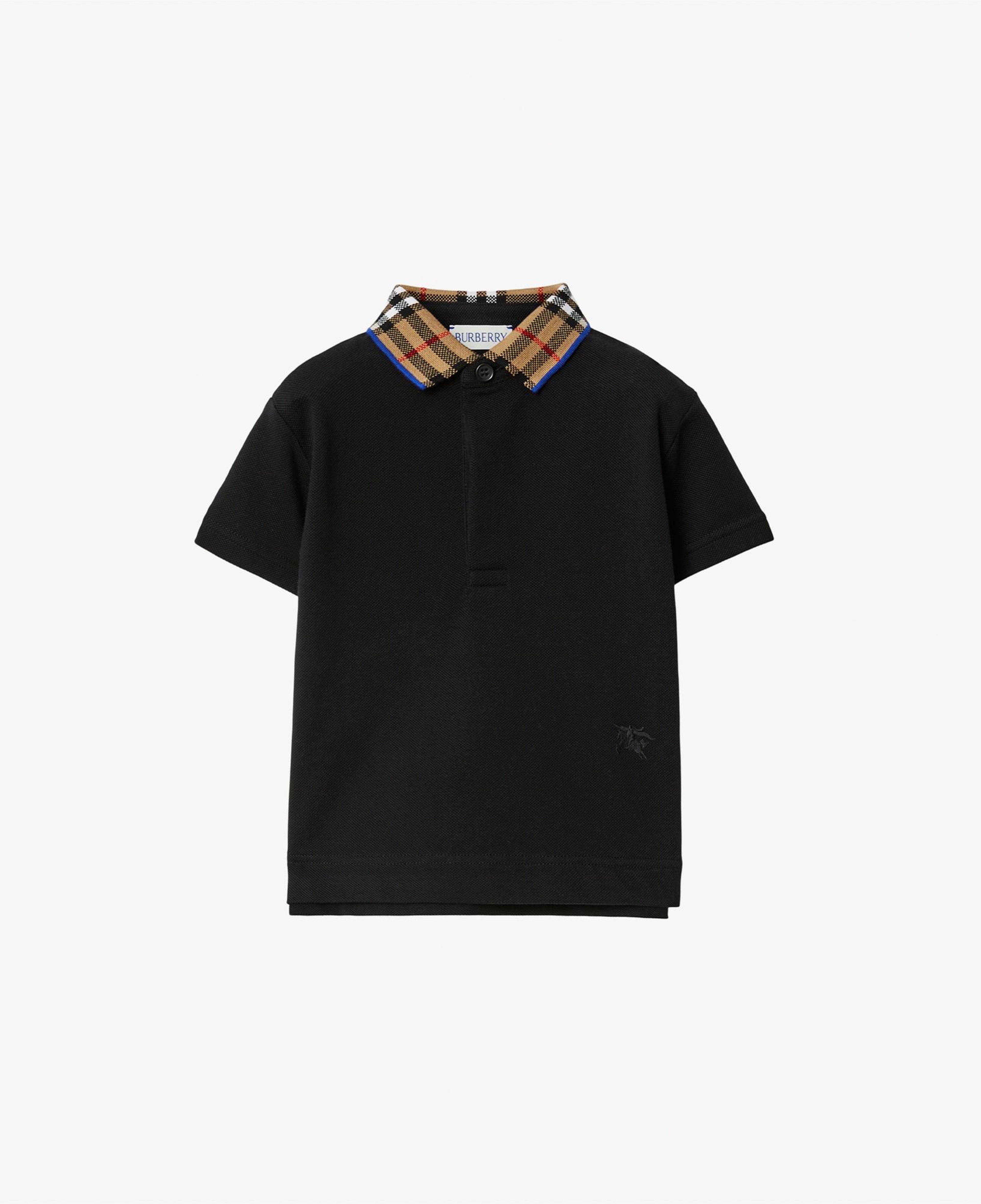 Burberry Check Yaka Detaylı Pamuklu Çocuk Siyah Polo