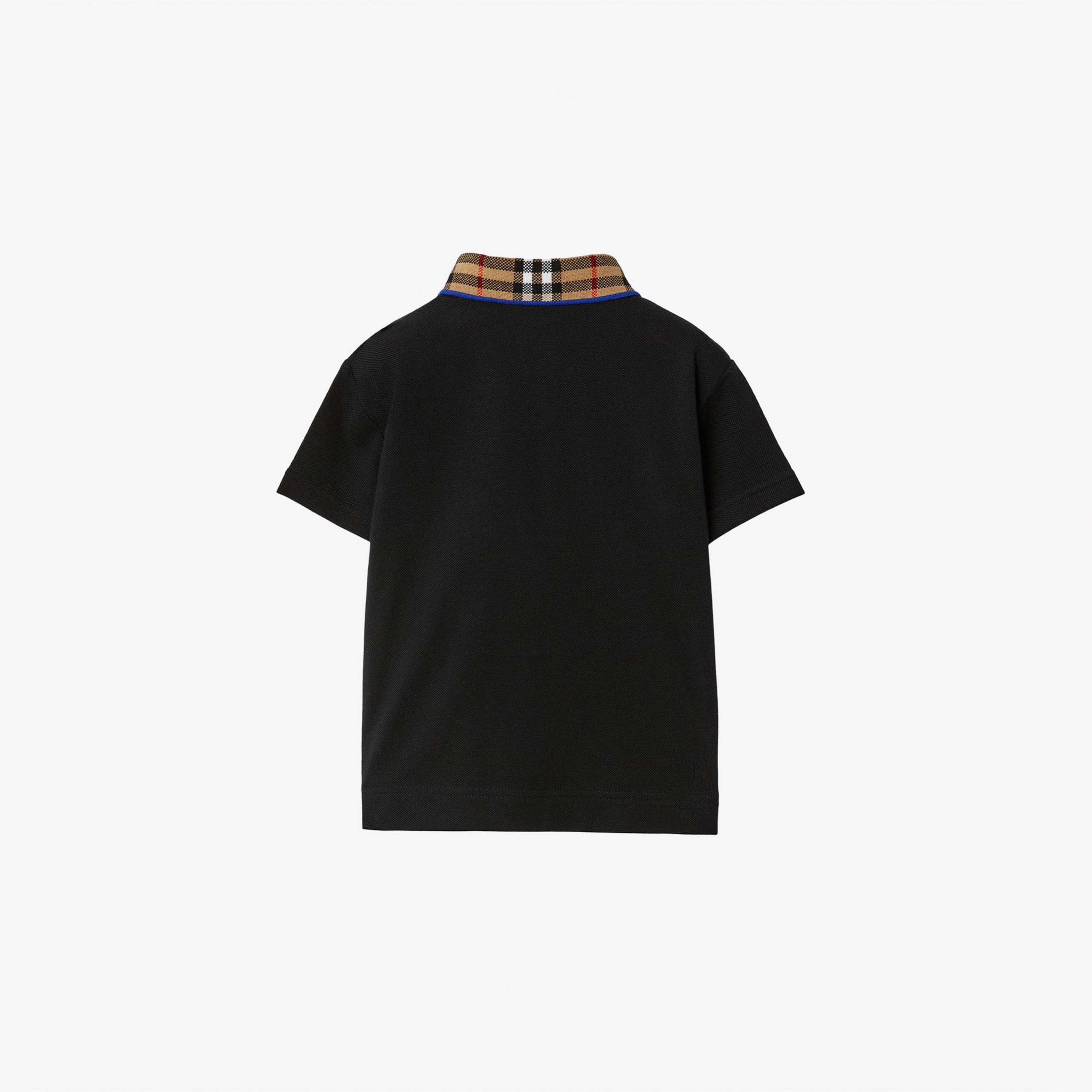 Burberry Check Yaka Detaylı Pamuklu Çocuk Siyah Polo