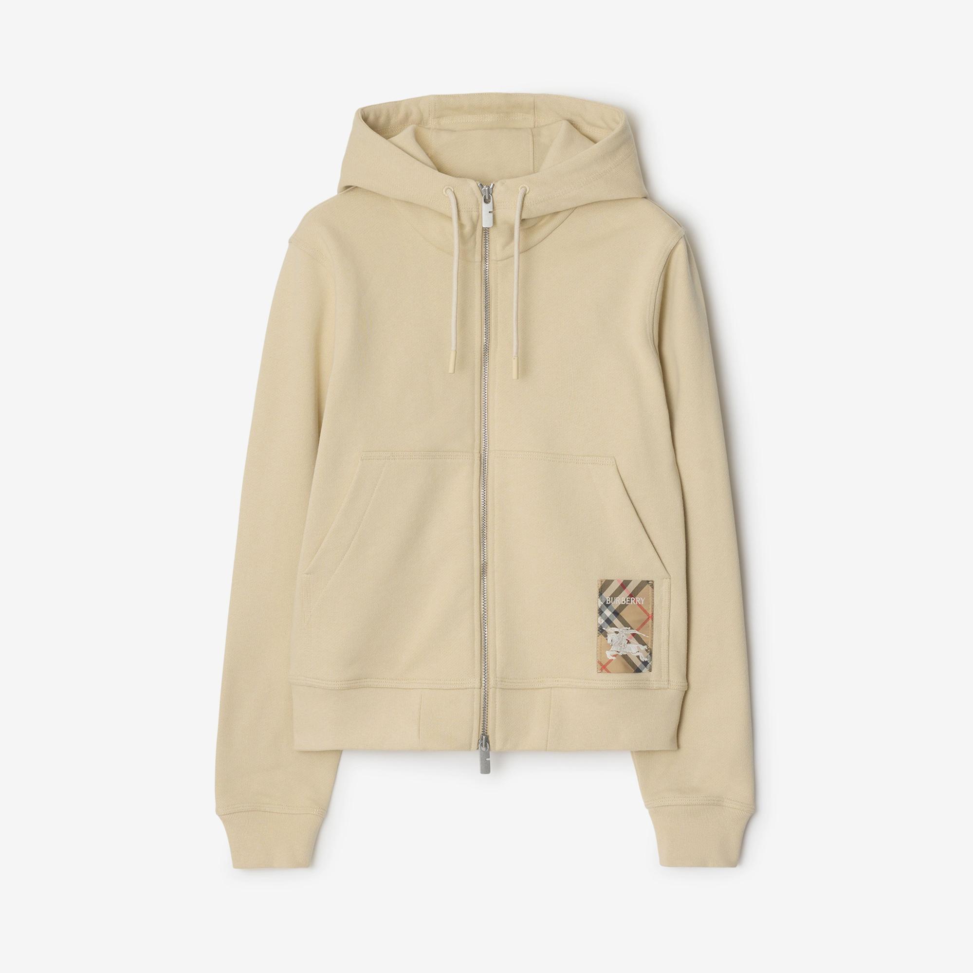 Burberry For Label Cotton Zip Kadın Krem Hoodie