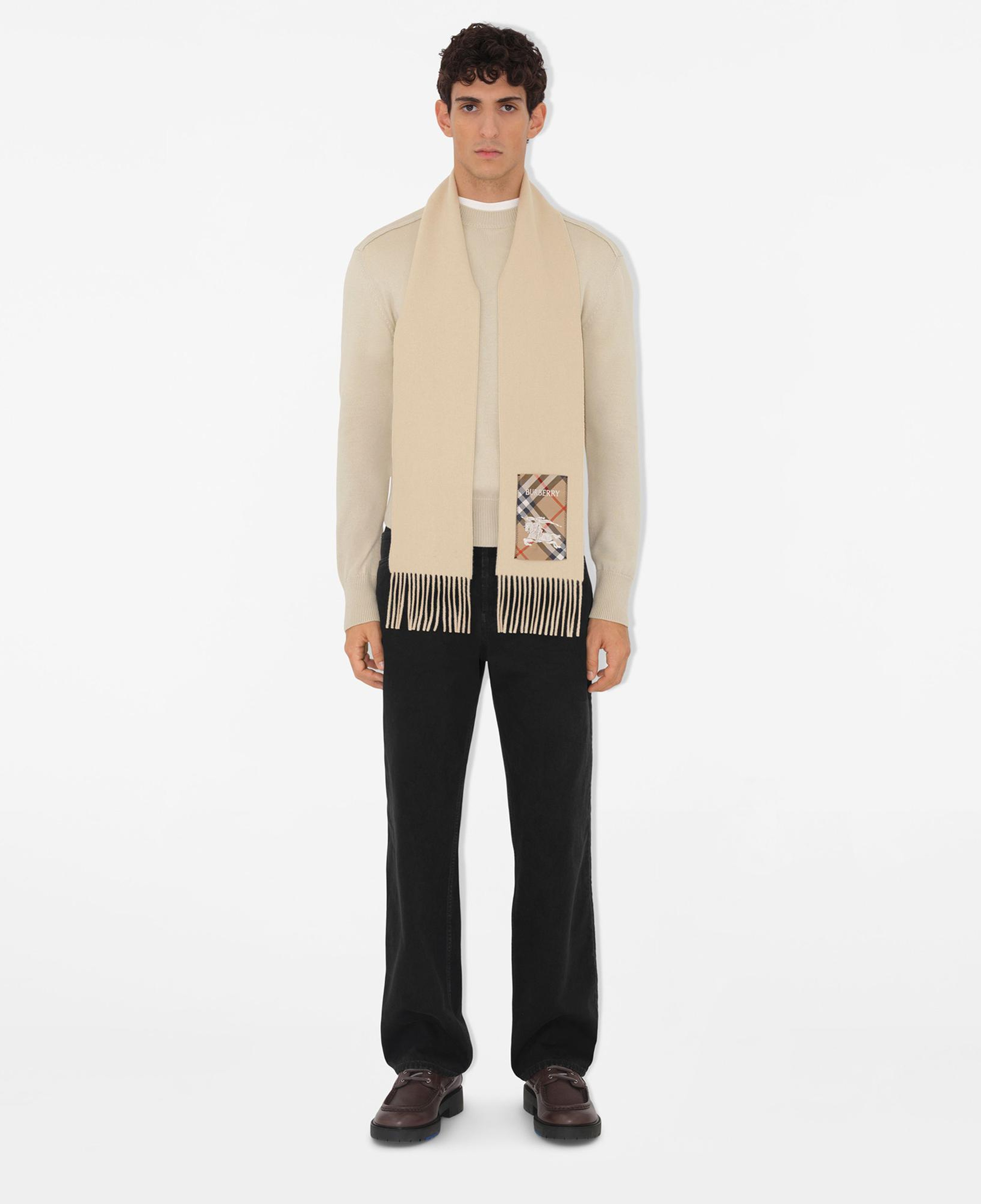 Burberry Solid Scf Label Cashmere Kadın Krem Atkı