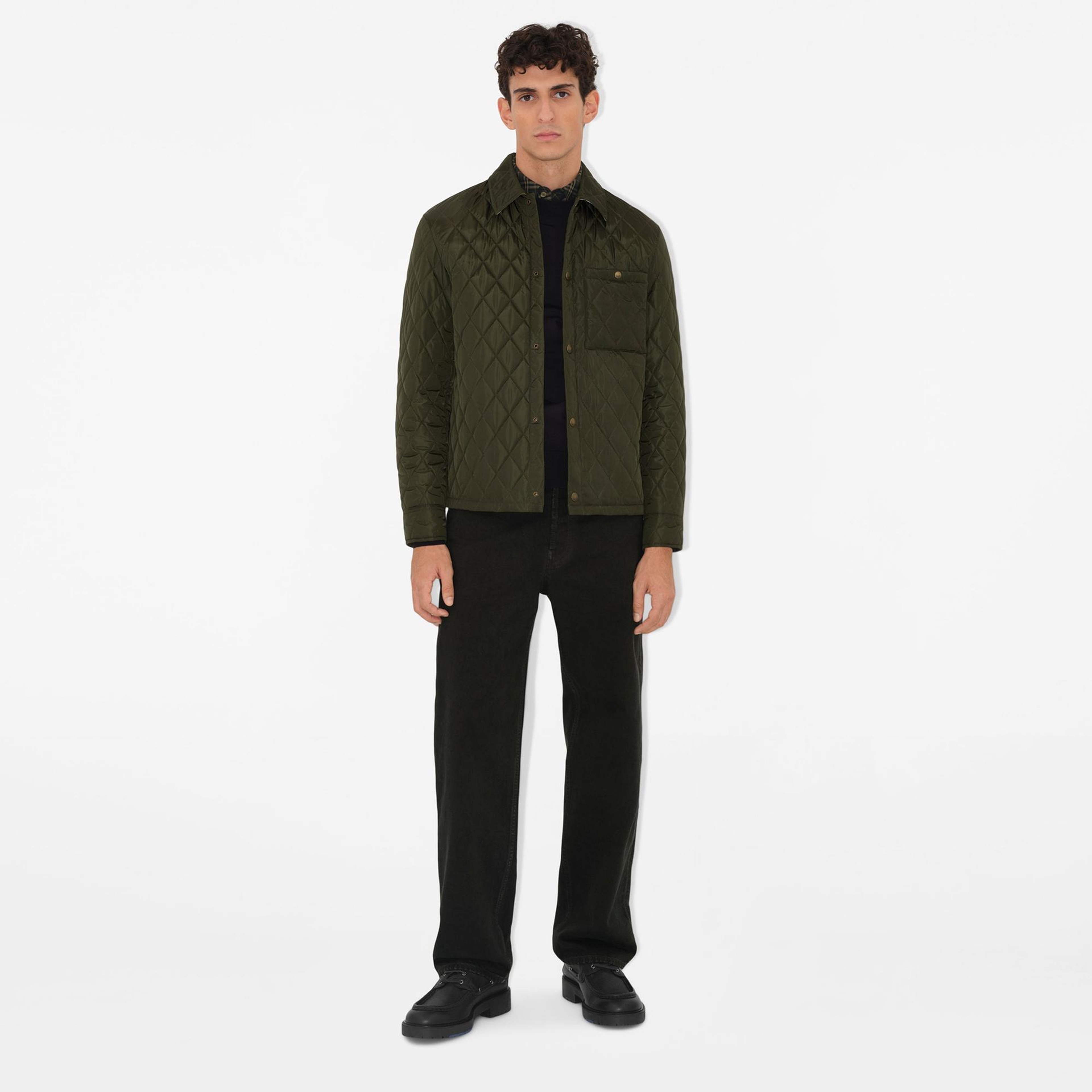 Burberry Tal Quilted Nylon Overshirt Erkek Haki Mont