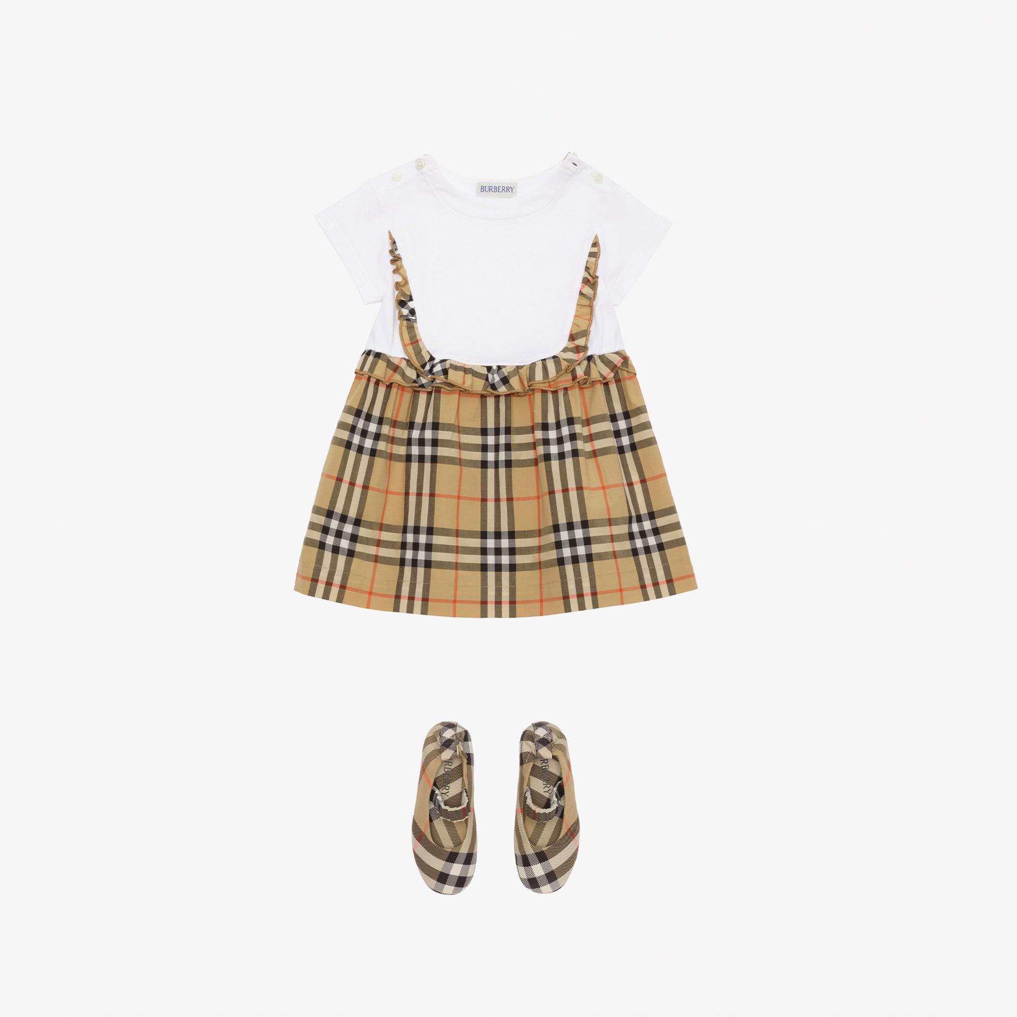 Burberry Rhonda Frıll Çocuk Beyaz Elbise