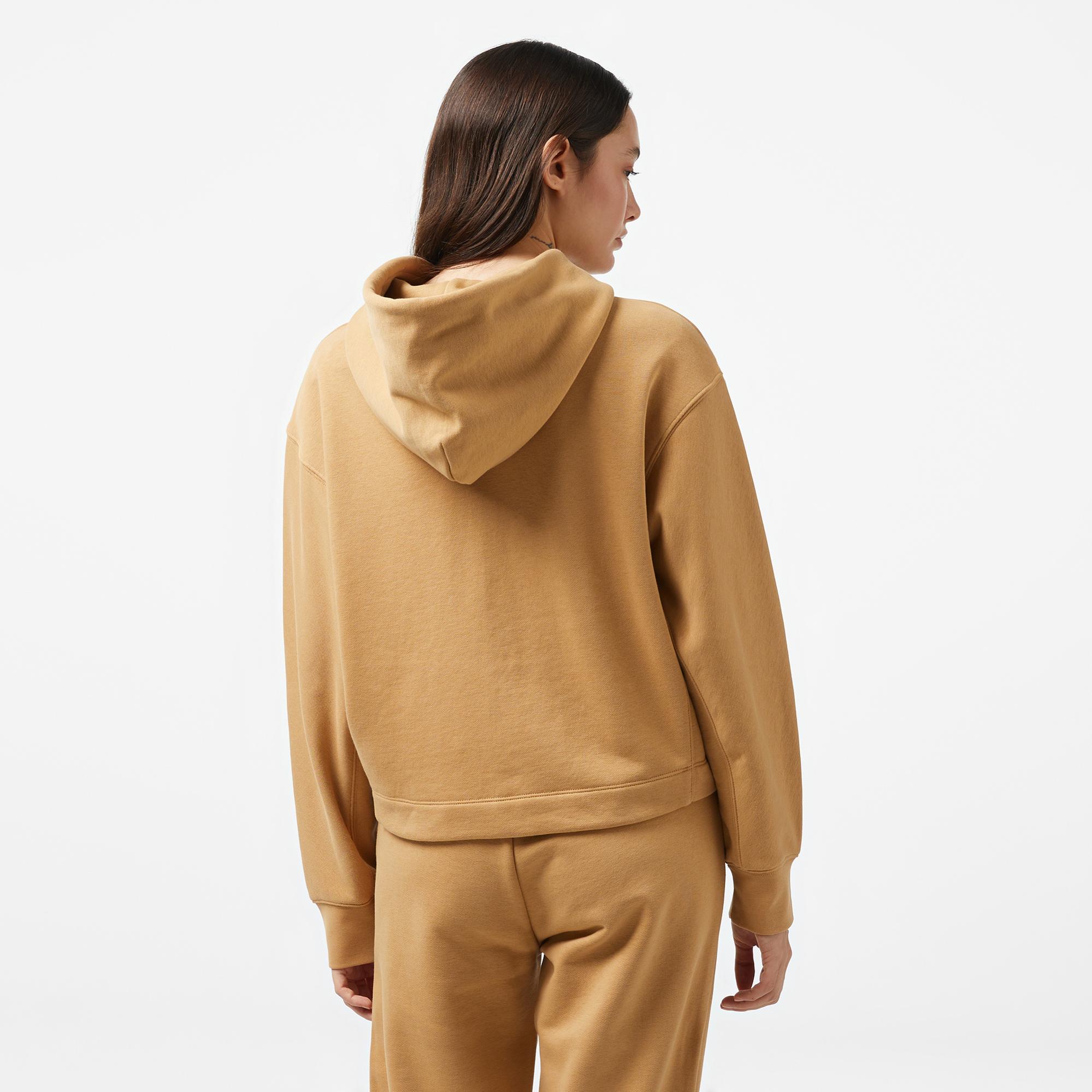 Calvin Klein Nano Logo Zip Relaxed Kadın Kahverengi Hoodie