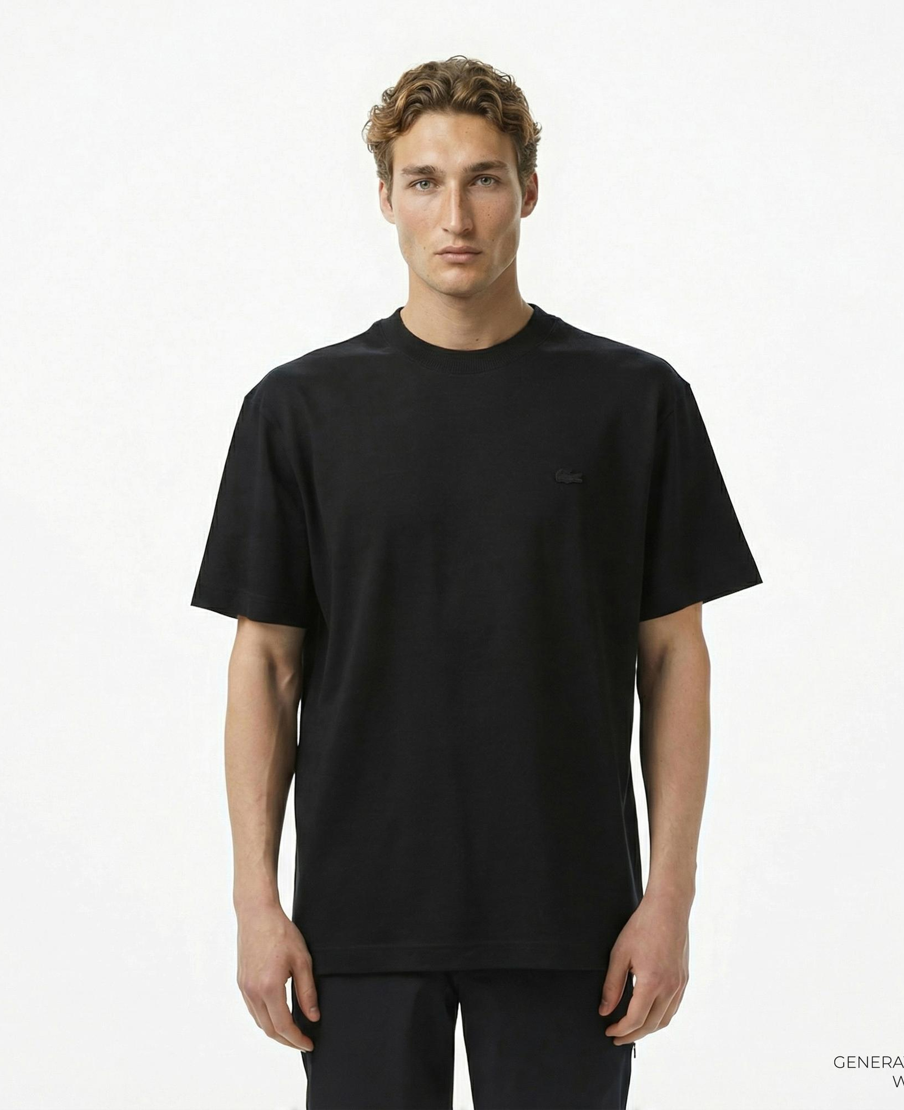 Lacoste Erkek Relaxed Fit Bisiklet Yaka Siyah T-Shirt