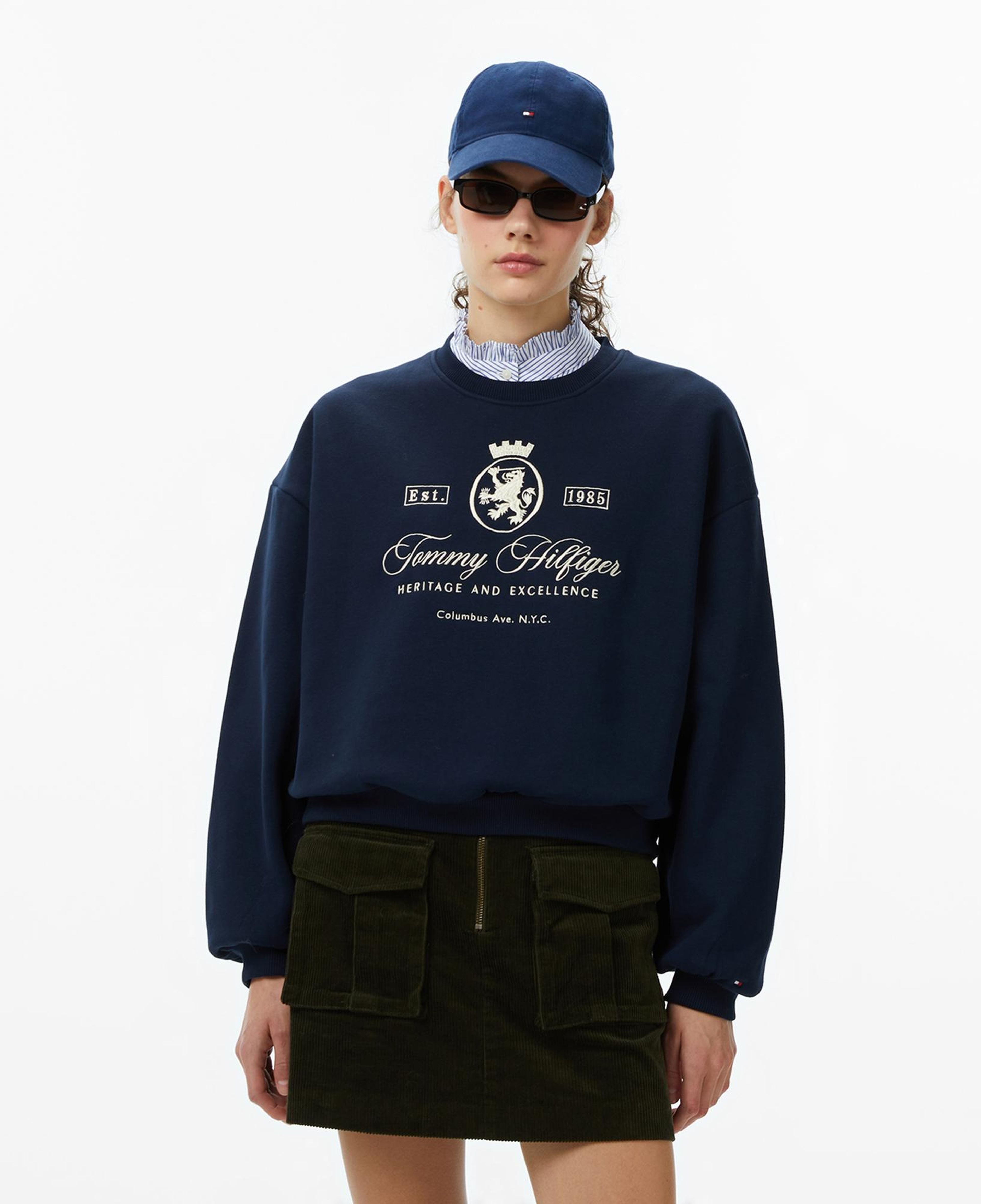 Tommy Hilfiger Varsity Crest Fleece Kadın Lacivert Sweatshirt