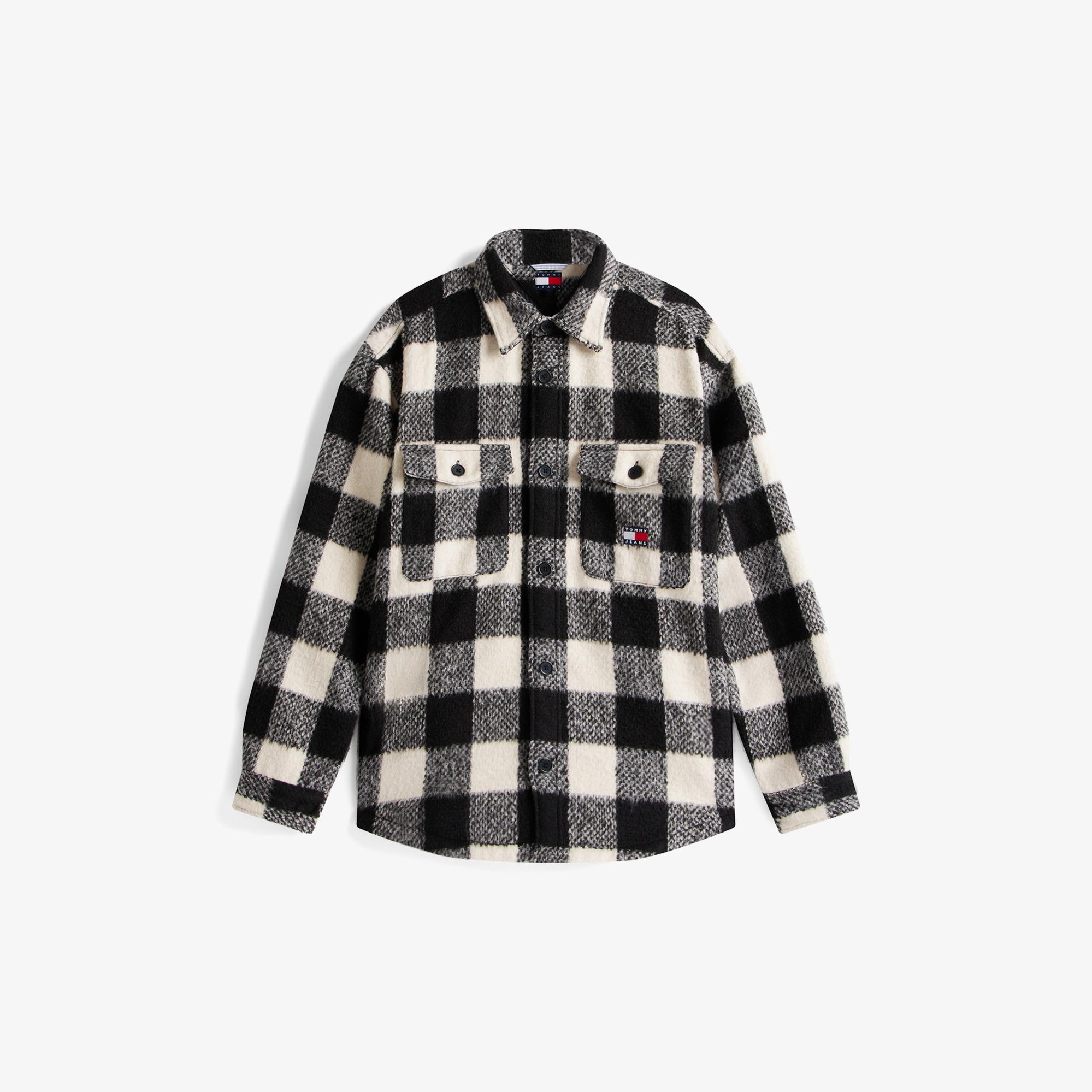 Tommy Jeans Check Overshirt Erkek Siyah Gömlek